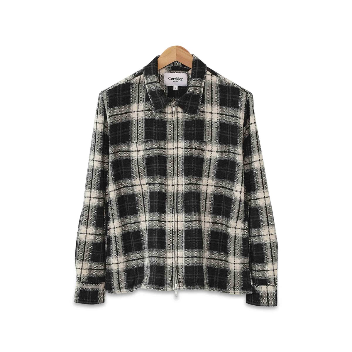 Dobby Plaid Zip Shirt Black | SUBTYPE