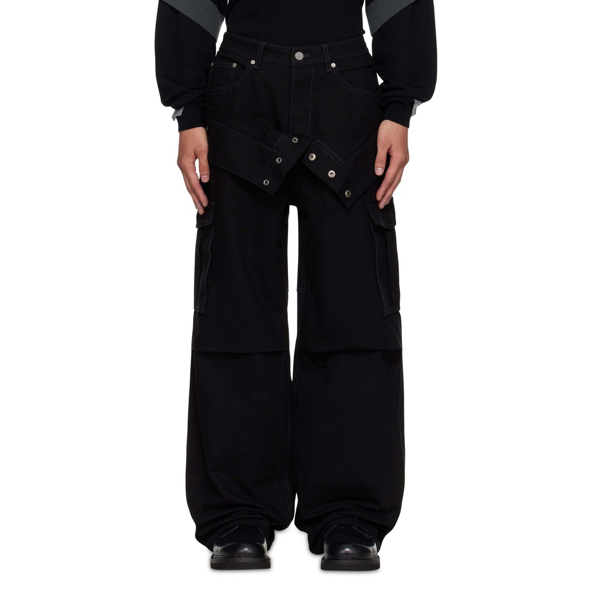 Double Waist Work Wide-Leg Jeans Black | SUBTYPE