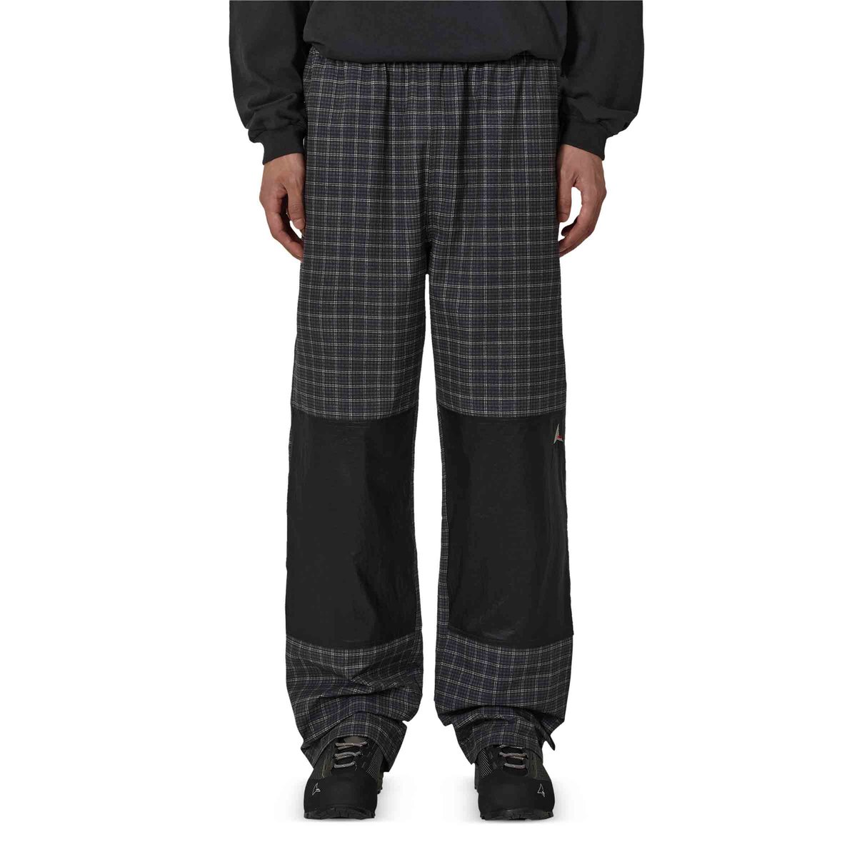 Aair FloWeave Printed Check Elasticated Waistband Pants Anthracite 
