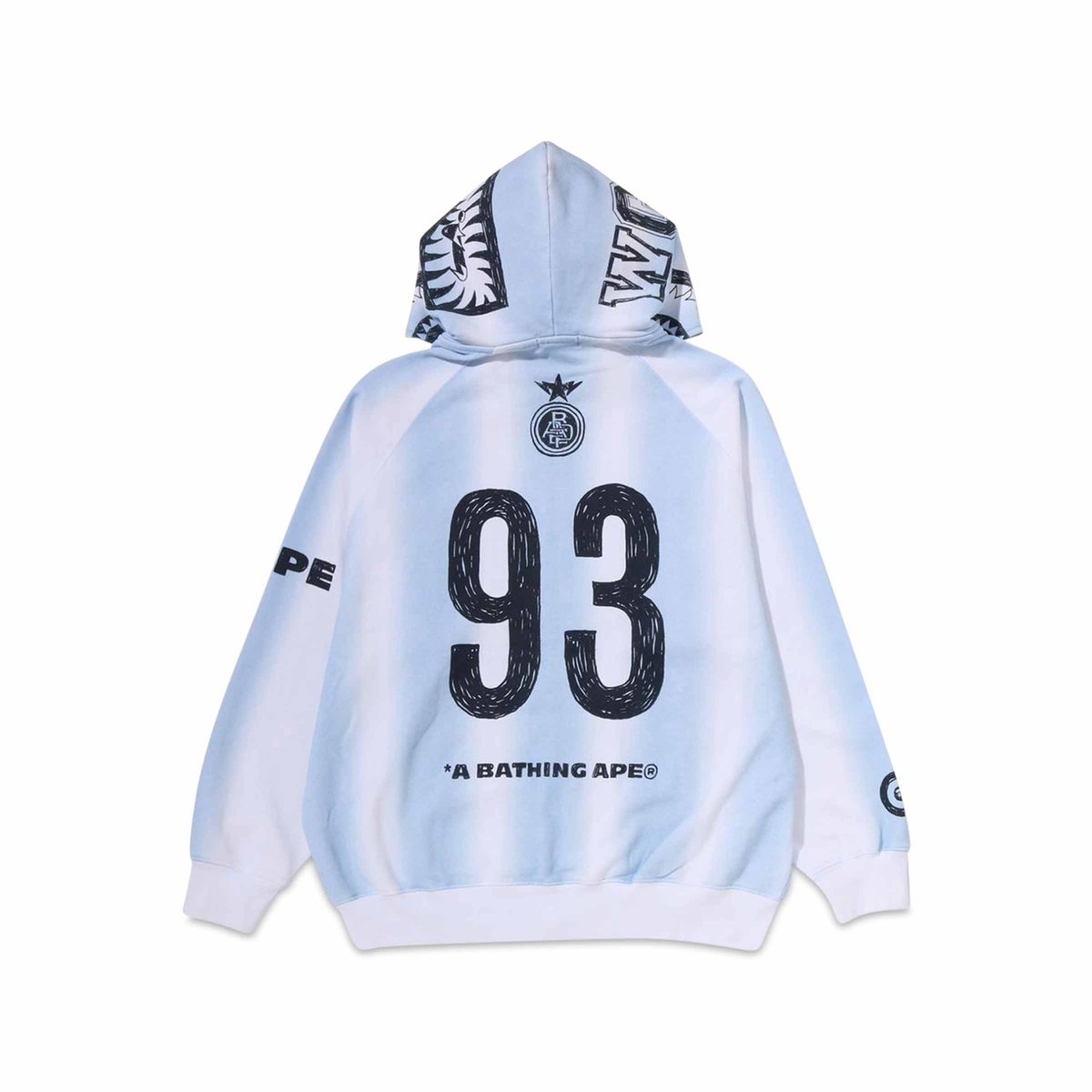 Hand Draw Football Shark Relaxed Fit Full Zip Hoodie White | SUBTYPE