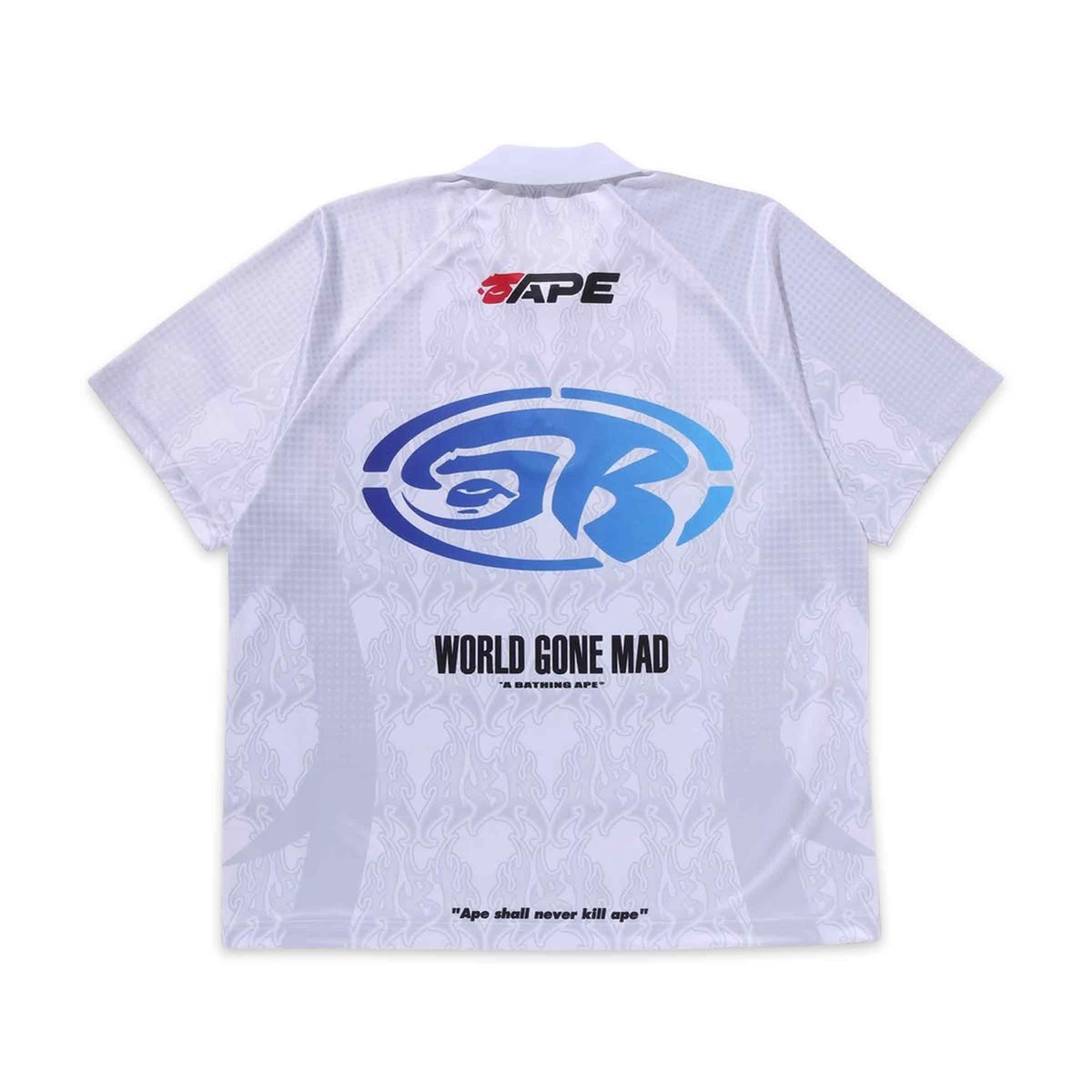Flame Pattern Overall Print Half Zip Relax Fit Polo Shirt
