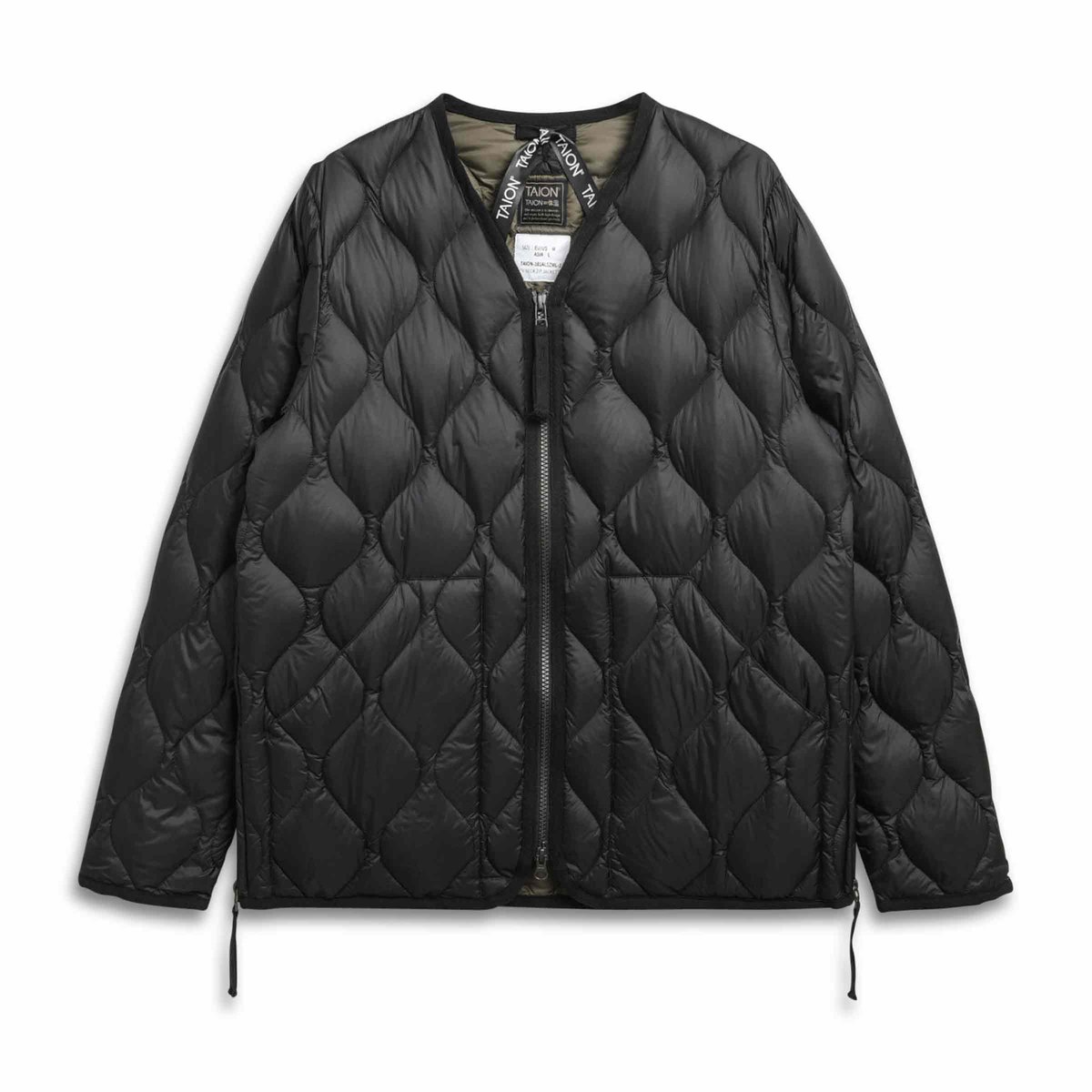 Unisex Military W-Zip V-Neck Down Jacket (Soft Shell) Dark Olive