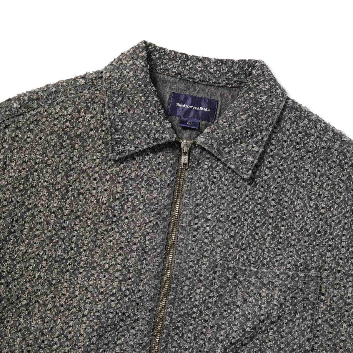 Damaged Denim Zip S/S Shirt Grey | SUBTYPE
