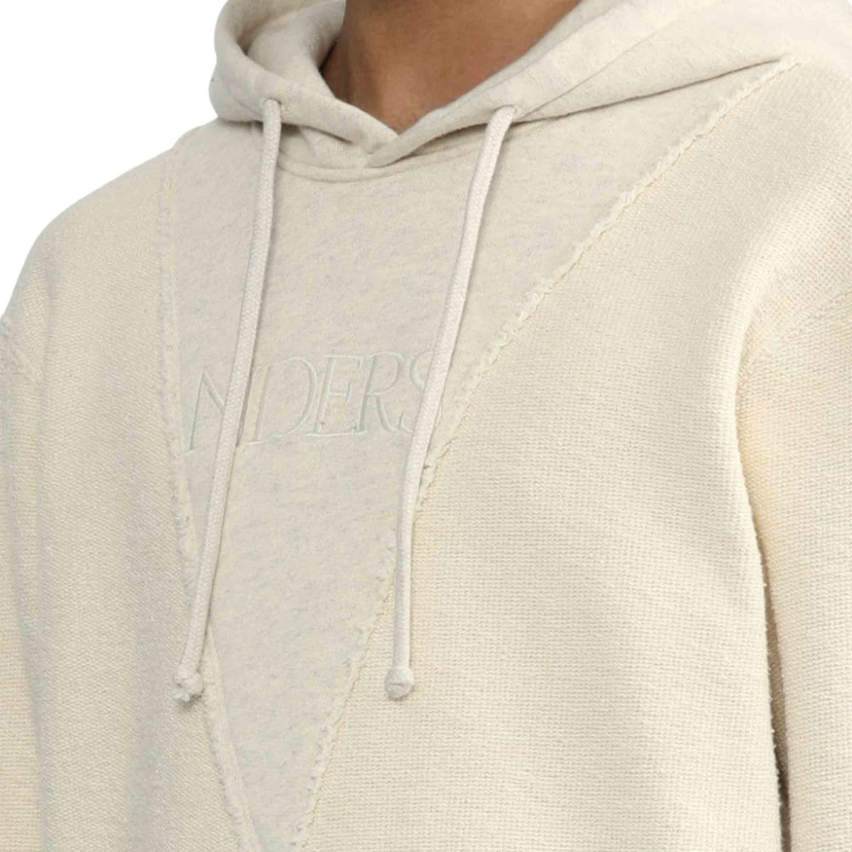 【J W ANDERSON】Textured Hoodie Oatmeal Logo Reverse Hoodie Oatmeal Melange | SUBTYPE