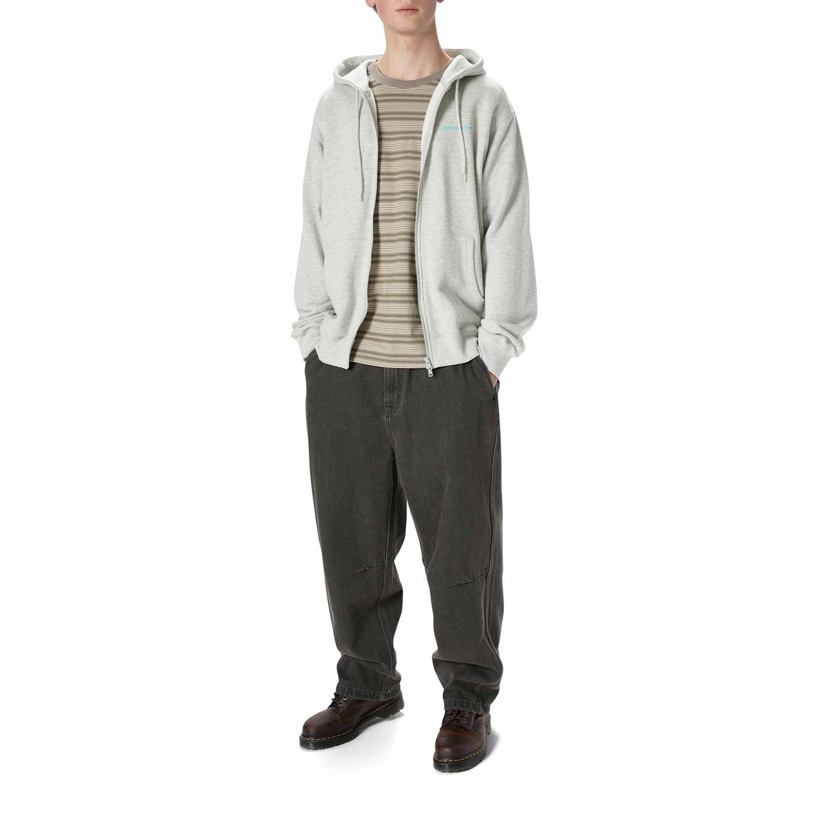 【THISISNEVERTHAT】INTL. Logo Zip Up Hoodie Heather Grey DSN-Logo Zip Up Hoodie - thisisneverthat®