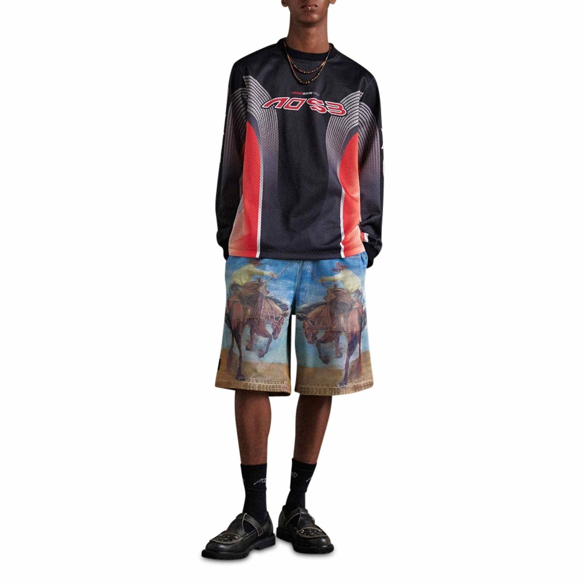 Mesh Racing L/S T-Shirts Black/Red | SUBTYPE