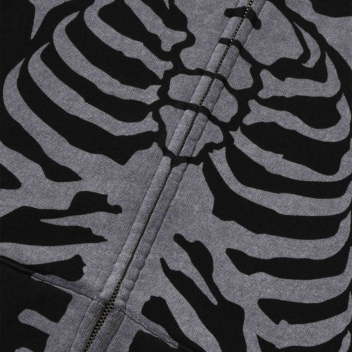 Skeleton Shark Heavy Washed Cropped Fit Full Zip Hoodie Black 