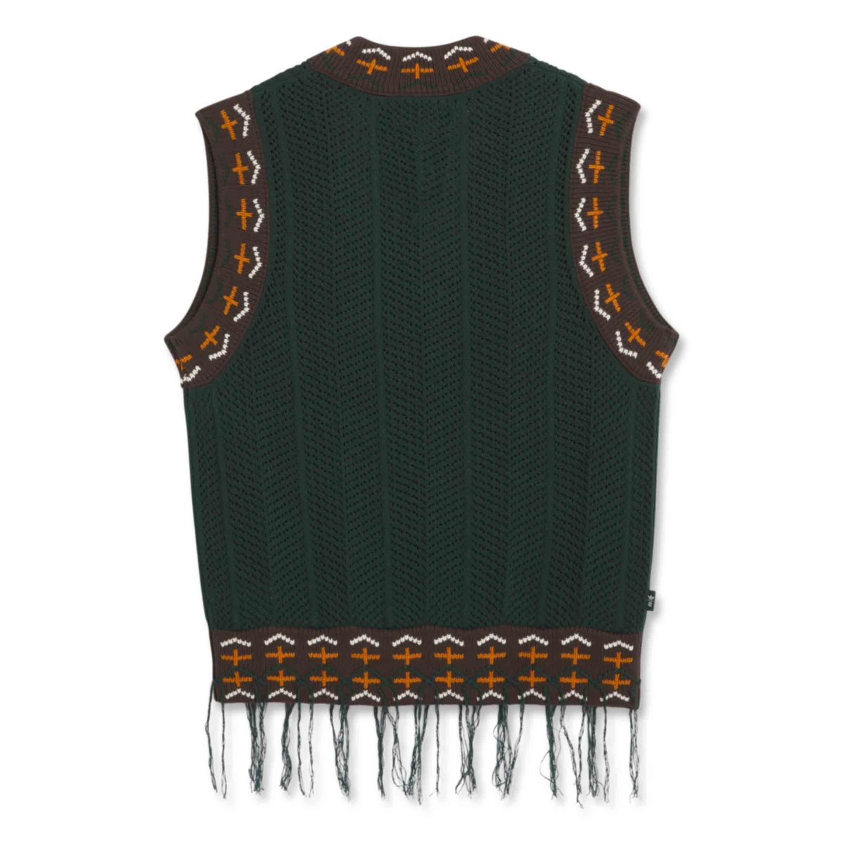 新品タグ付　MEDI SHELL MOTIF CROCHET KNIT VEST Hand Knit Vest Women M Buttons AquaBerry Teal Bright Boho