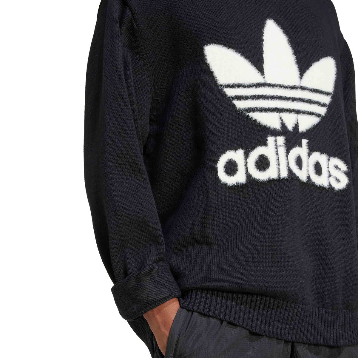 ★★Adairs★★ Premium Knitted Trefoil Crew Sweatshirt JC634 Premium Knitted Trefoil Crew Sweatshirt Black | SUBTYPE