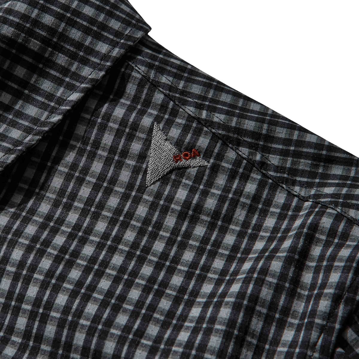 Aair FloWeave Printed Check Long Sleeve Hooded Shirt Anthracite