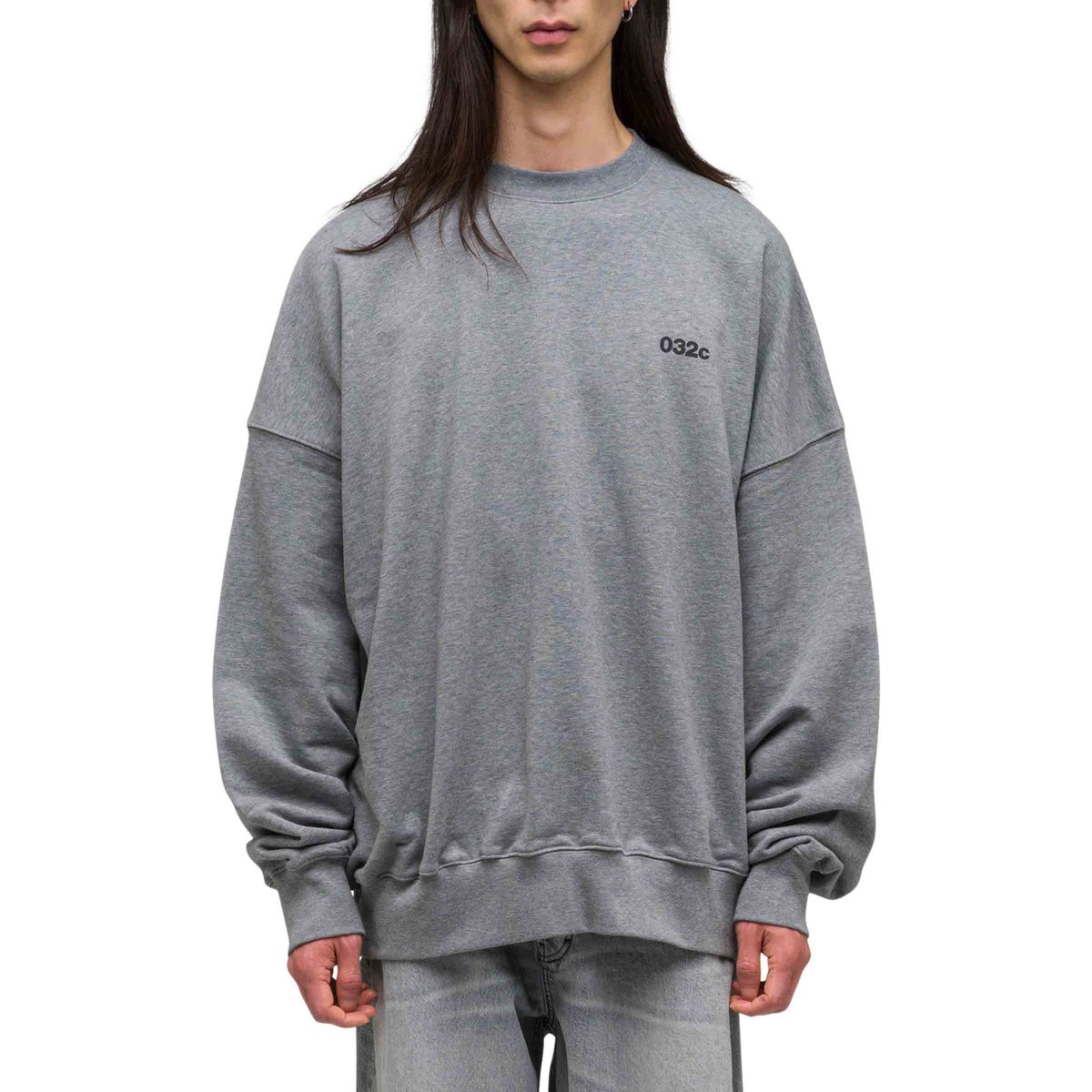 【032C】\"MULTI-MEDIA\" BUBBLE CREWNECK GREY MELANGE 032C cotton sweatshirt 'Mutli-Media' Bubble Crewneck men's