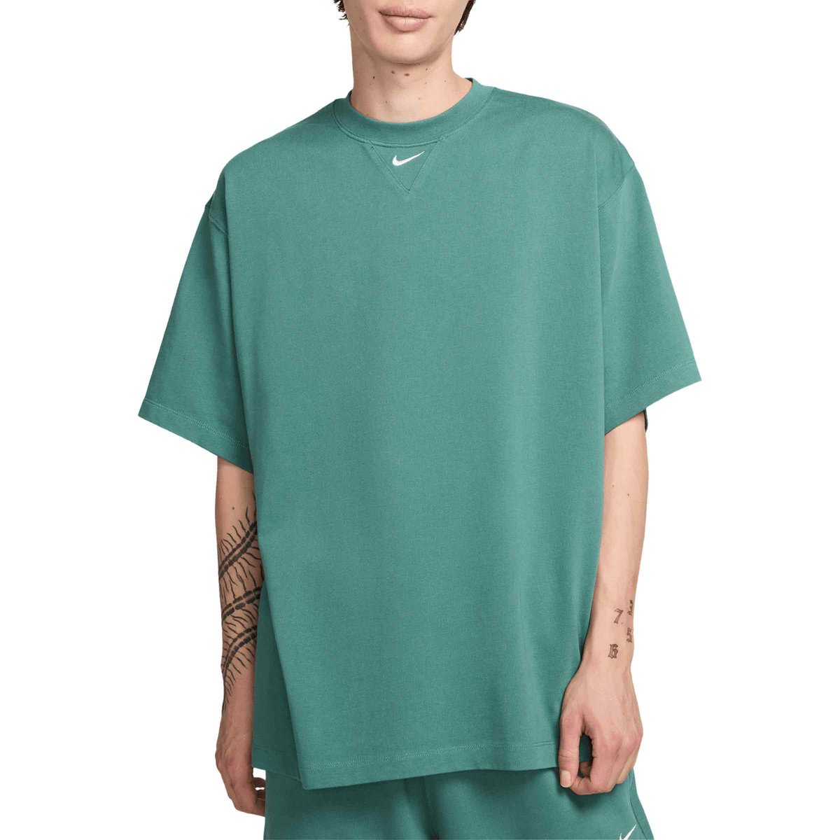 Nemigo Men's Casual T-shirt Silk Loose Shoulder Sleeve Short Sleeve Heavyweight Summer Top Round Neck Splice T-shirt
