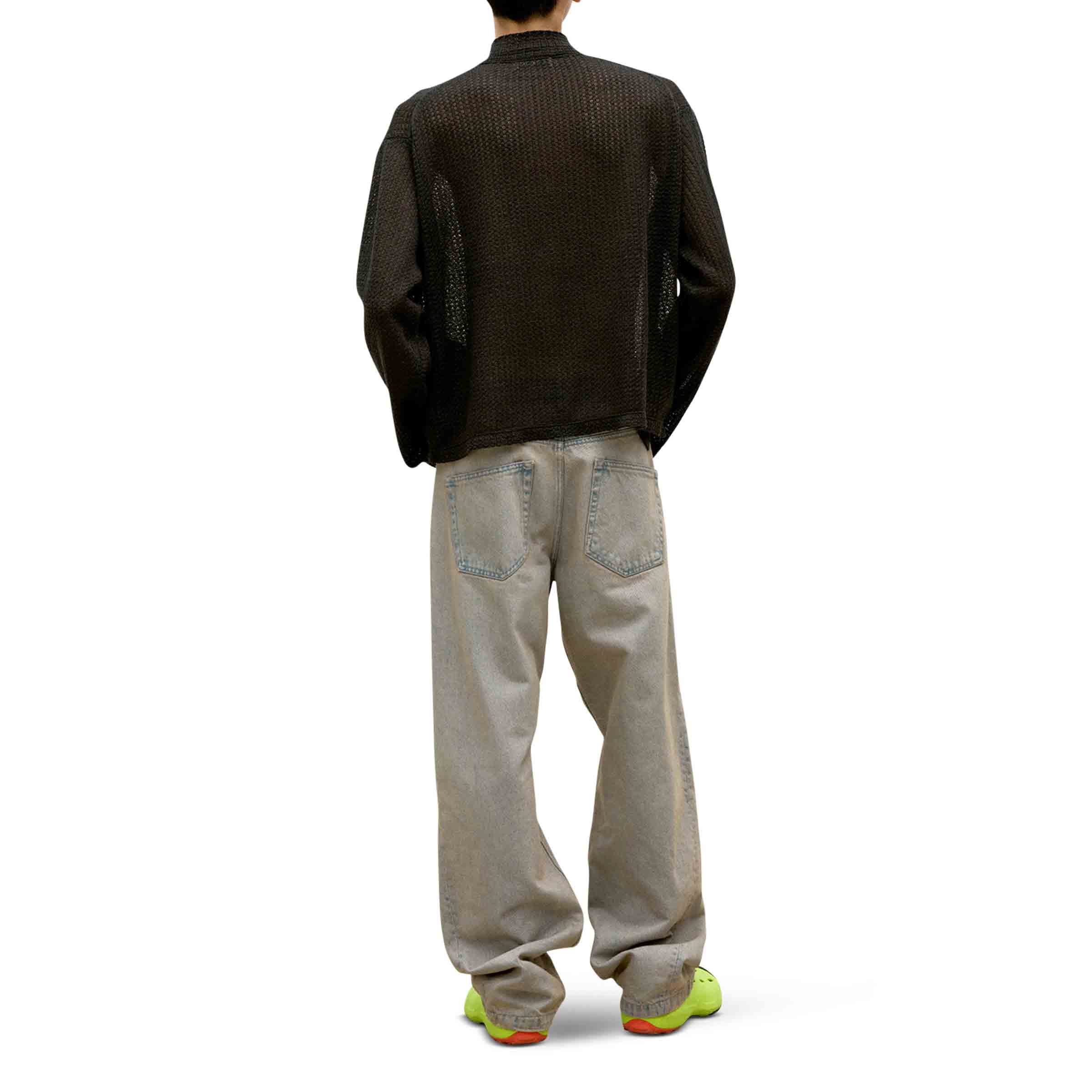 Linen Blend Stand Collar Knit Zip-Up Charcoal | SUBTYPE