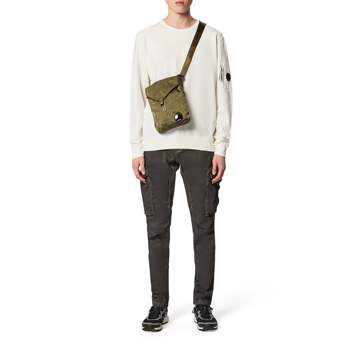 CP Company Garment Dyed Light Fleece Lens Crew Sweater