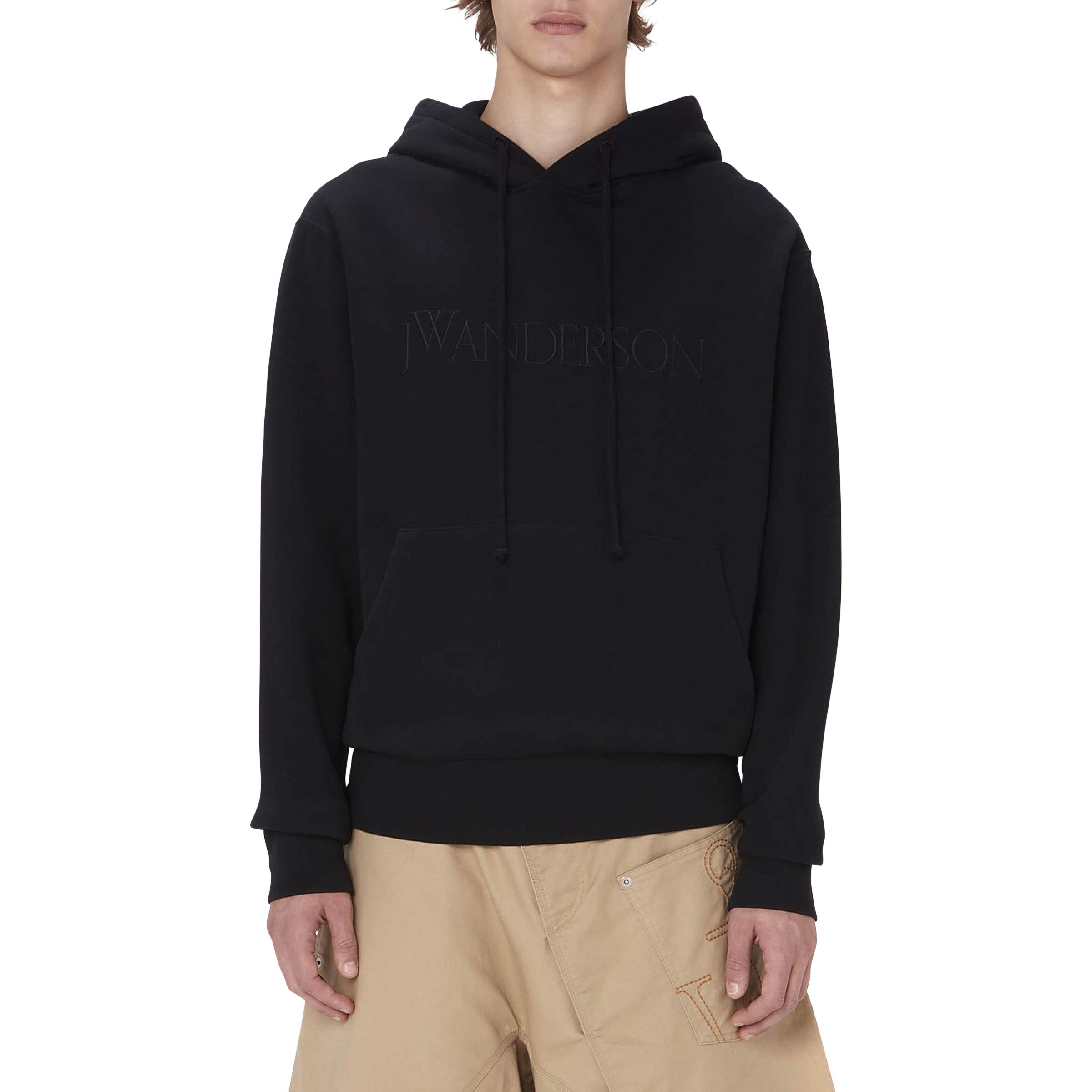 【J W ANDERSON】ロゴ刺繍 ドローストリング フーディーブラック Logo Embroidery Hoodie Black | SUBTYPE