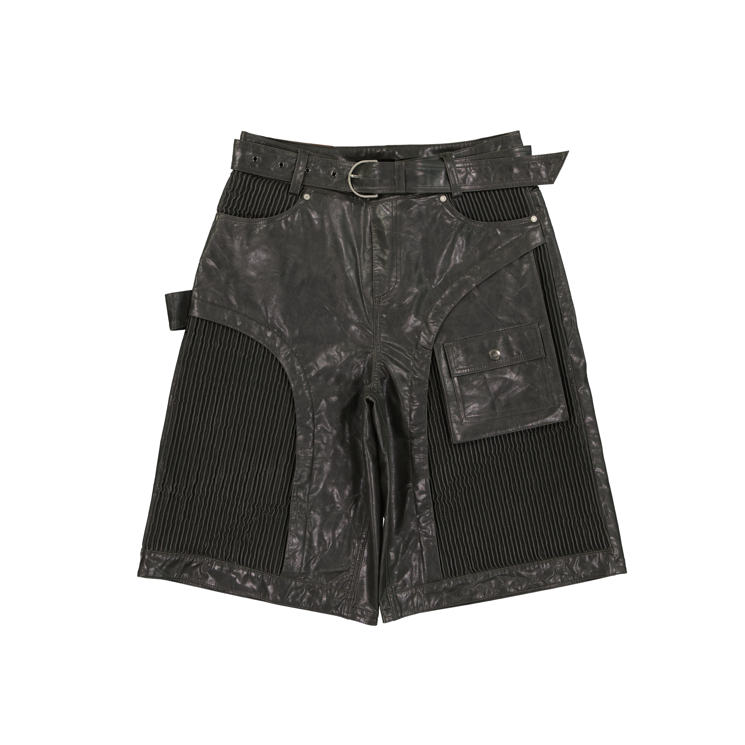 Sunbird Panel Leather Shorts Grey | SUBTYPE
