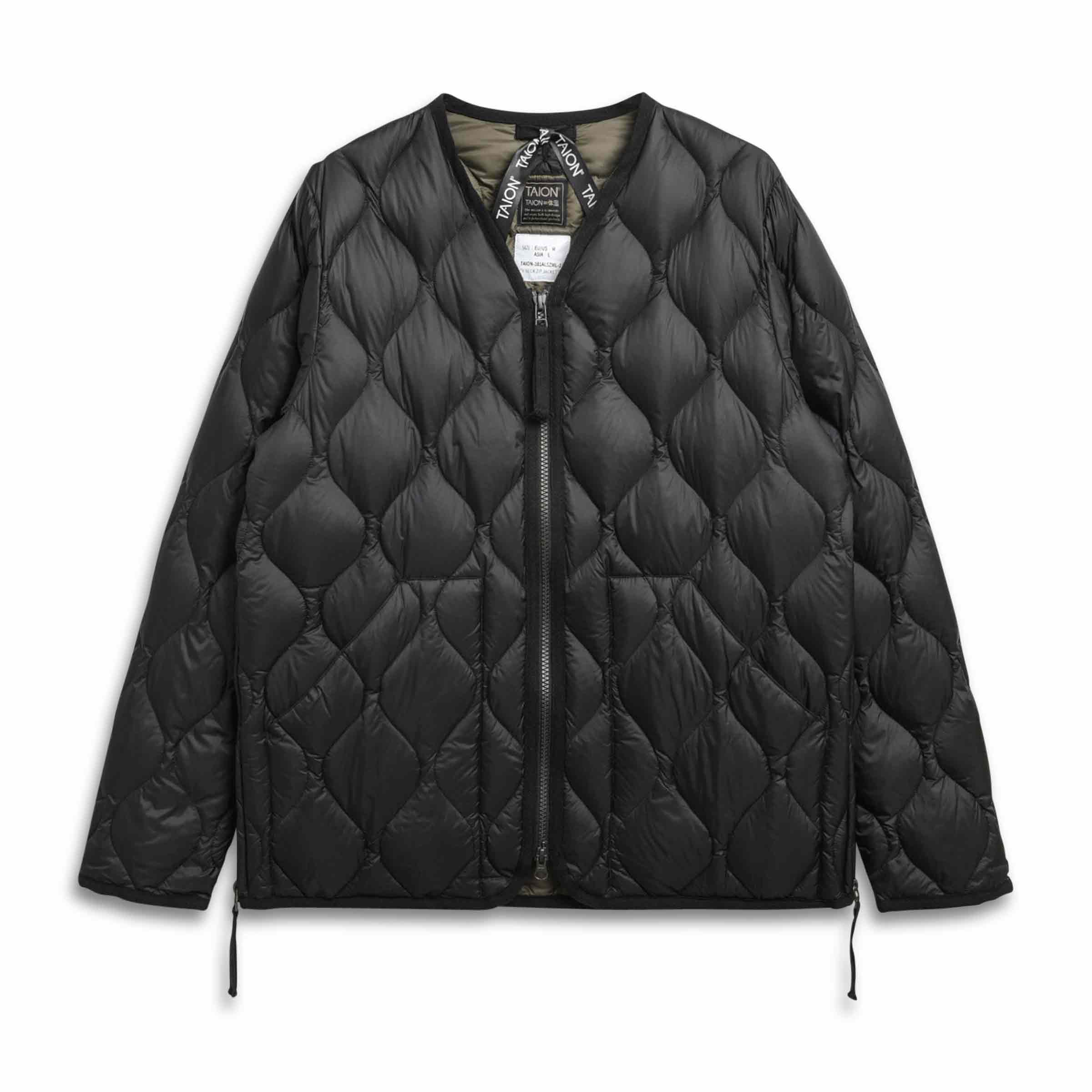 Unisex Military W-Zip V-Neck Down Jacket (Soft Shell) Black | SUBTYPE Unisex Military W-Zip V-Neck Down Jacket (Soft Shell) Black | SUBTYPE