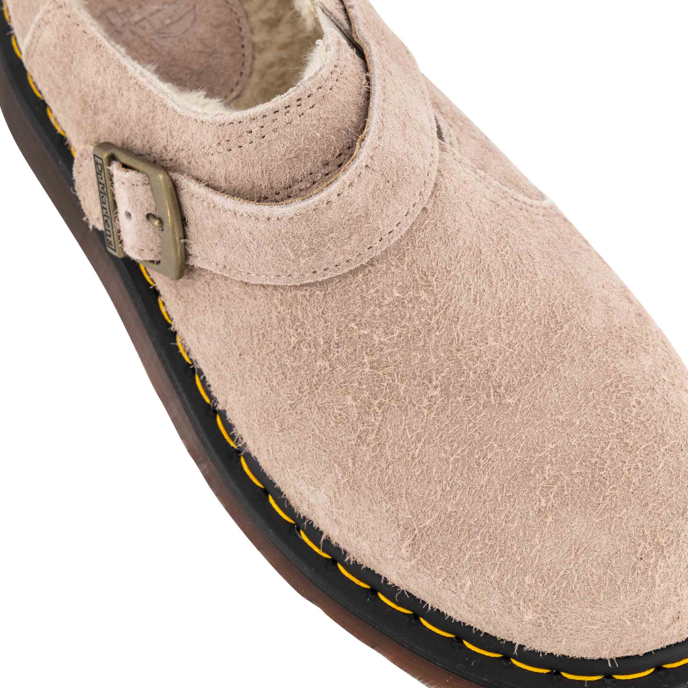 Isham Faux Shearling Lined Suede Mules Vintage Taupe Long Napped