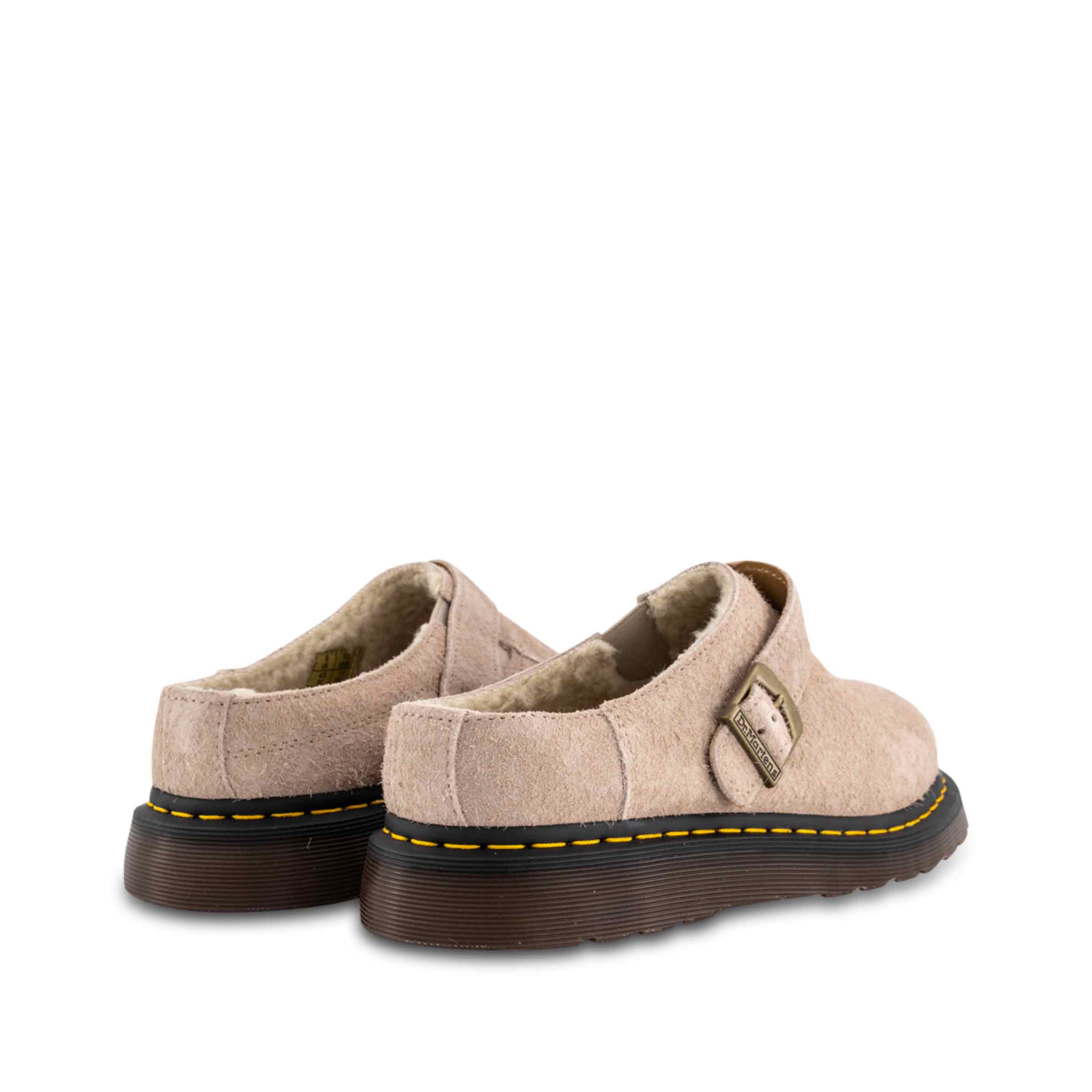 Isham Faux Shearling Lined Suede Mules Vintage Taupe Long Napped