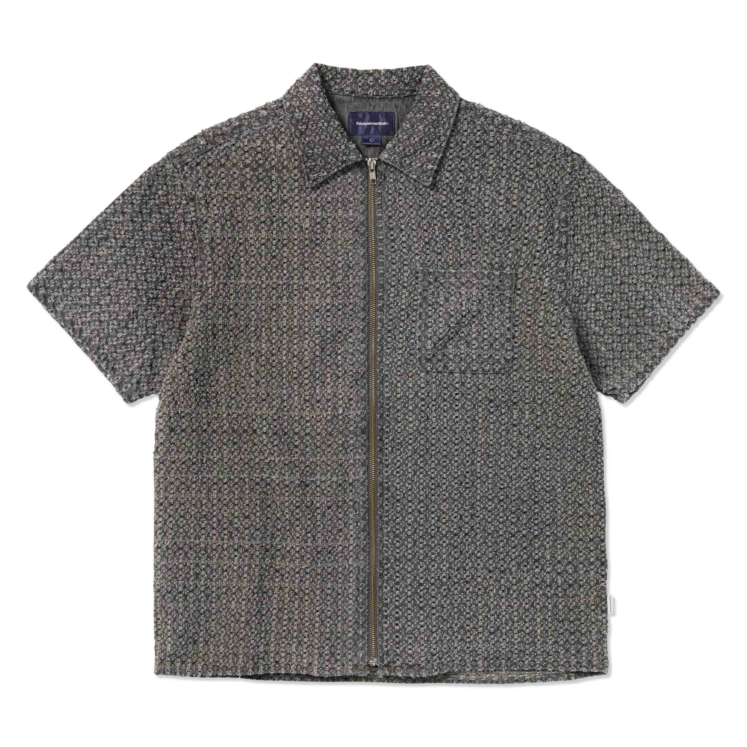 Damaged Denim Zip S/S Shirt Grey | SUBTYPE
