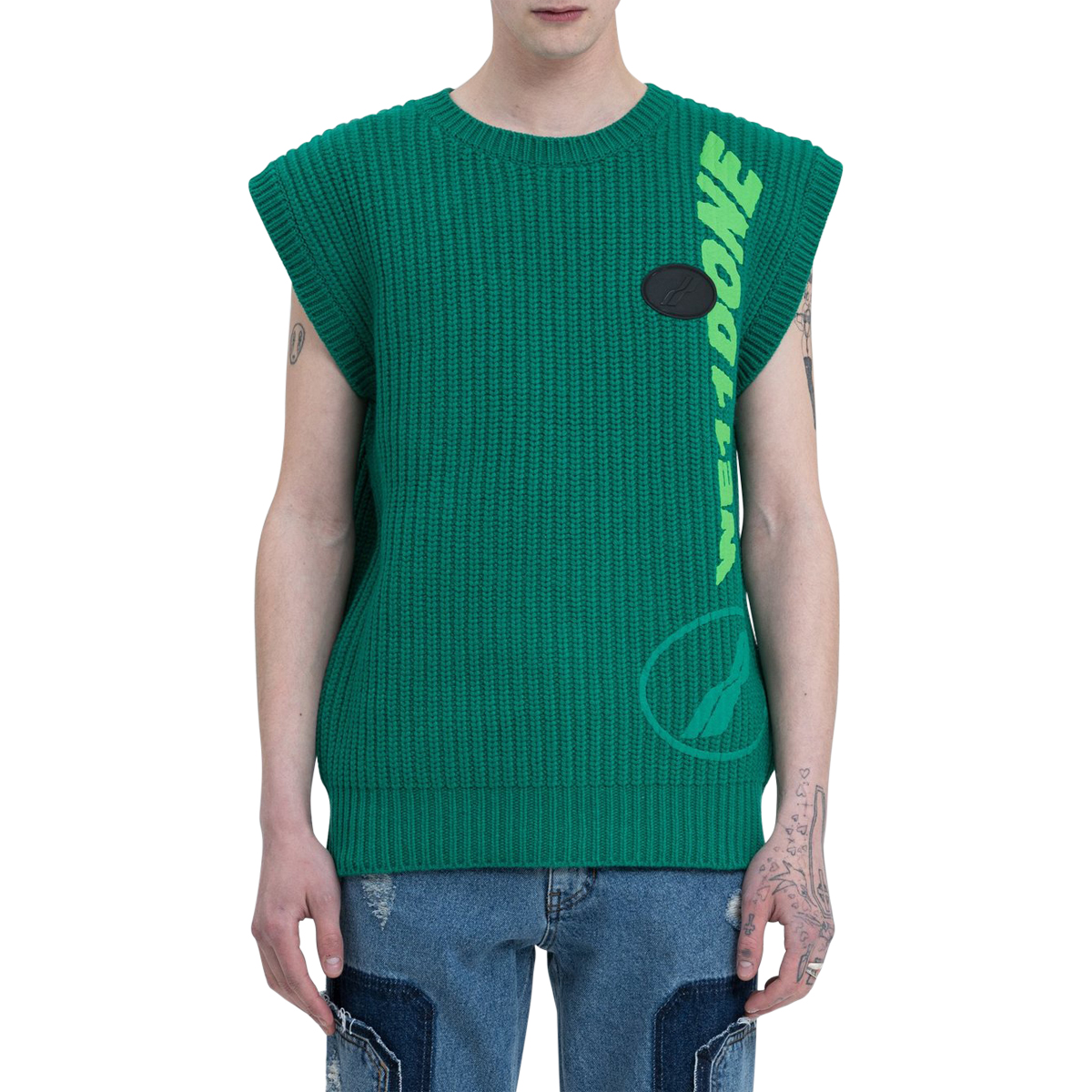 WE11DONE Multi-Logo Square Knit Vest 