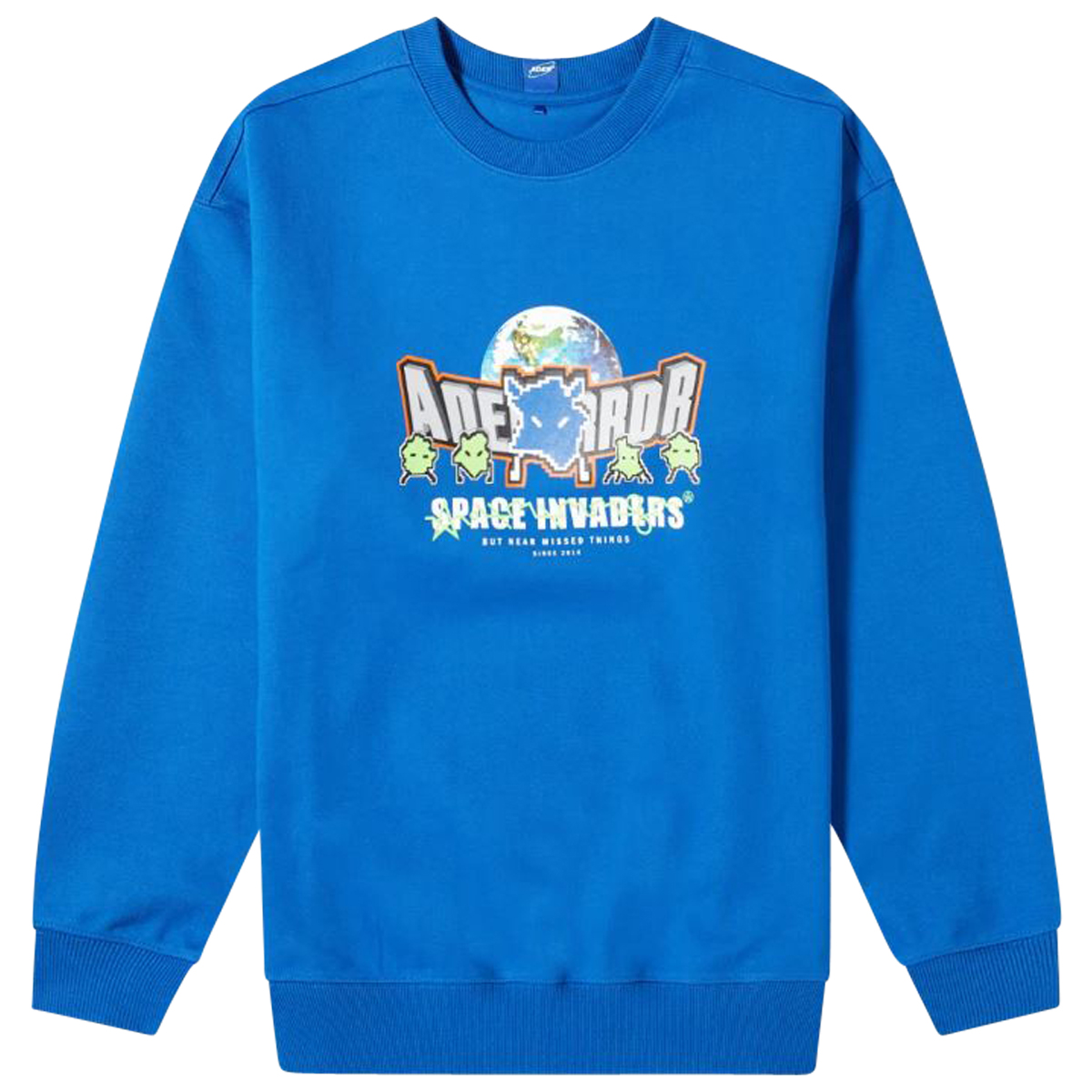 ADER Error Earth Logo Crewneck Sweatshirt Blue Front