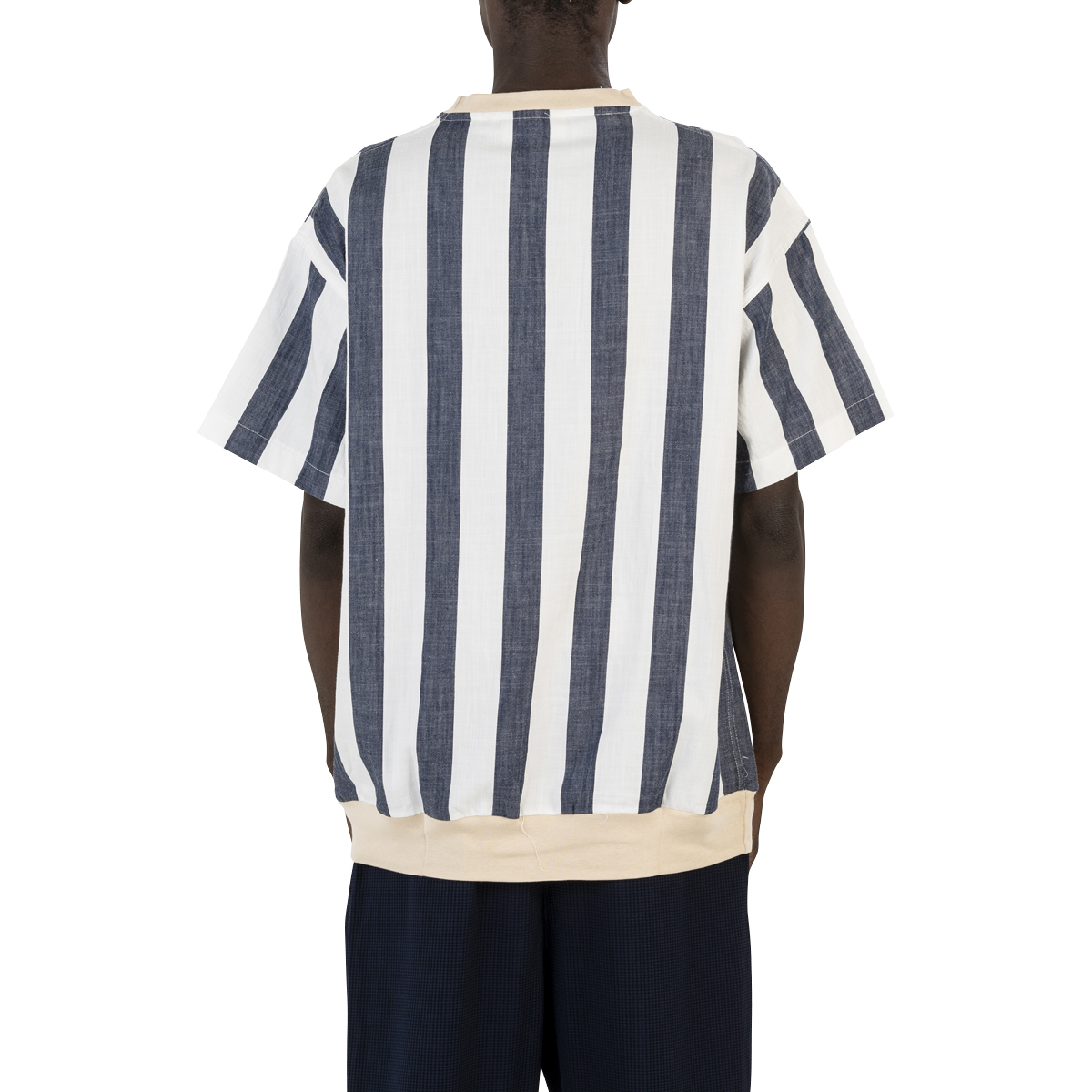 Drôle De Monsieur Stripy Woven T-Shirt - Navy | Subtype