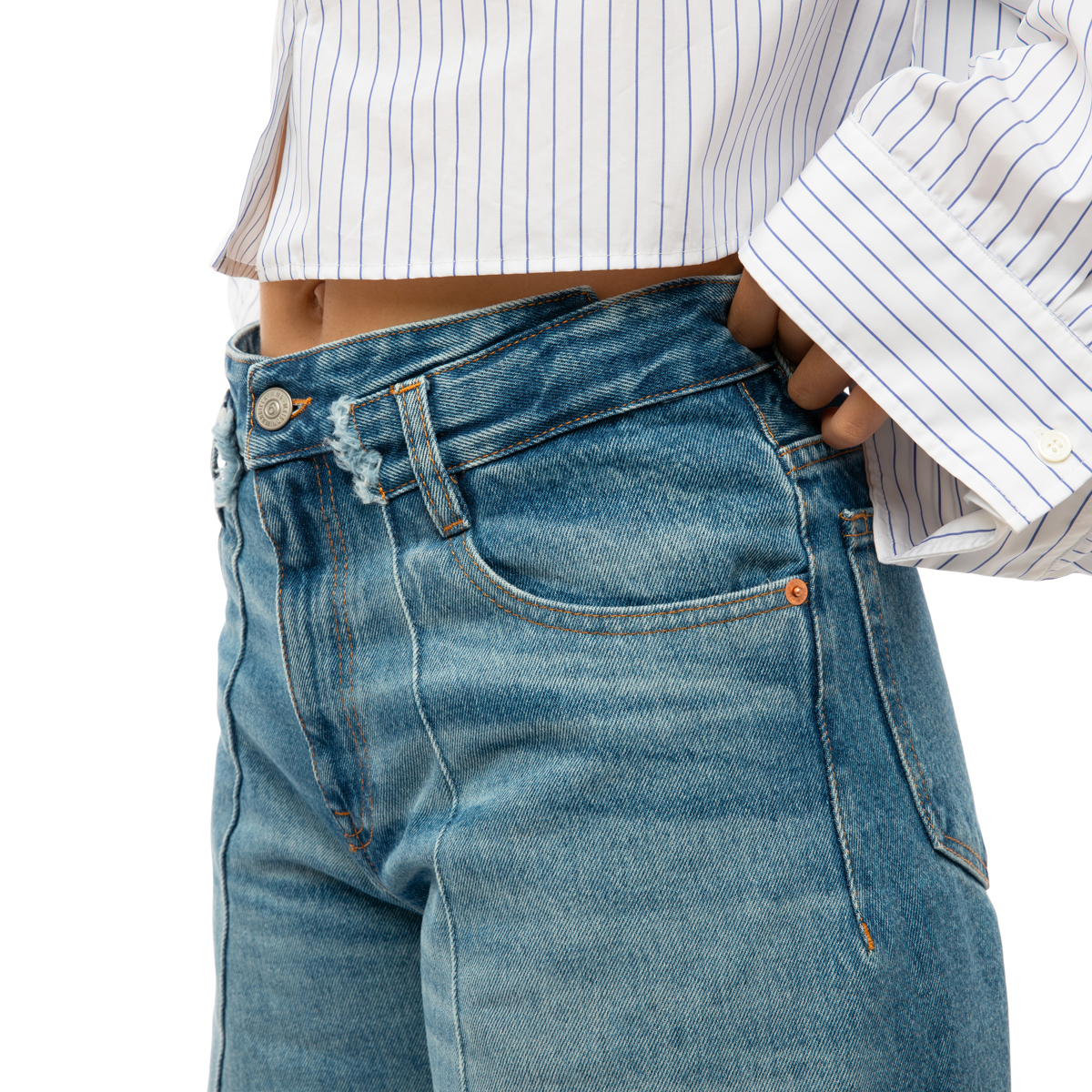 MM6 Maison Margiela 14 Oz Pintuck Flared Jeans