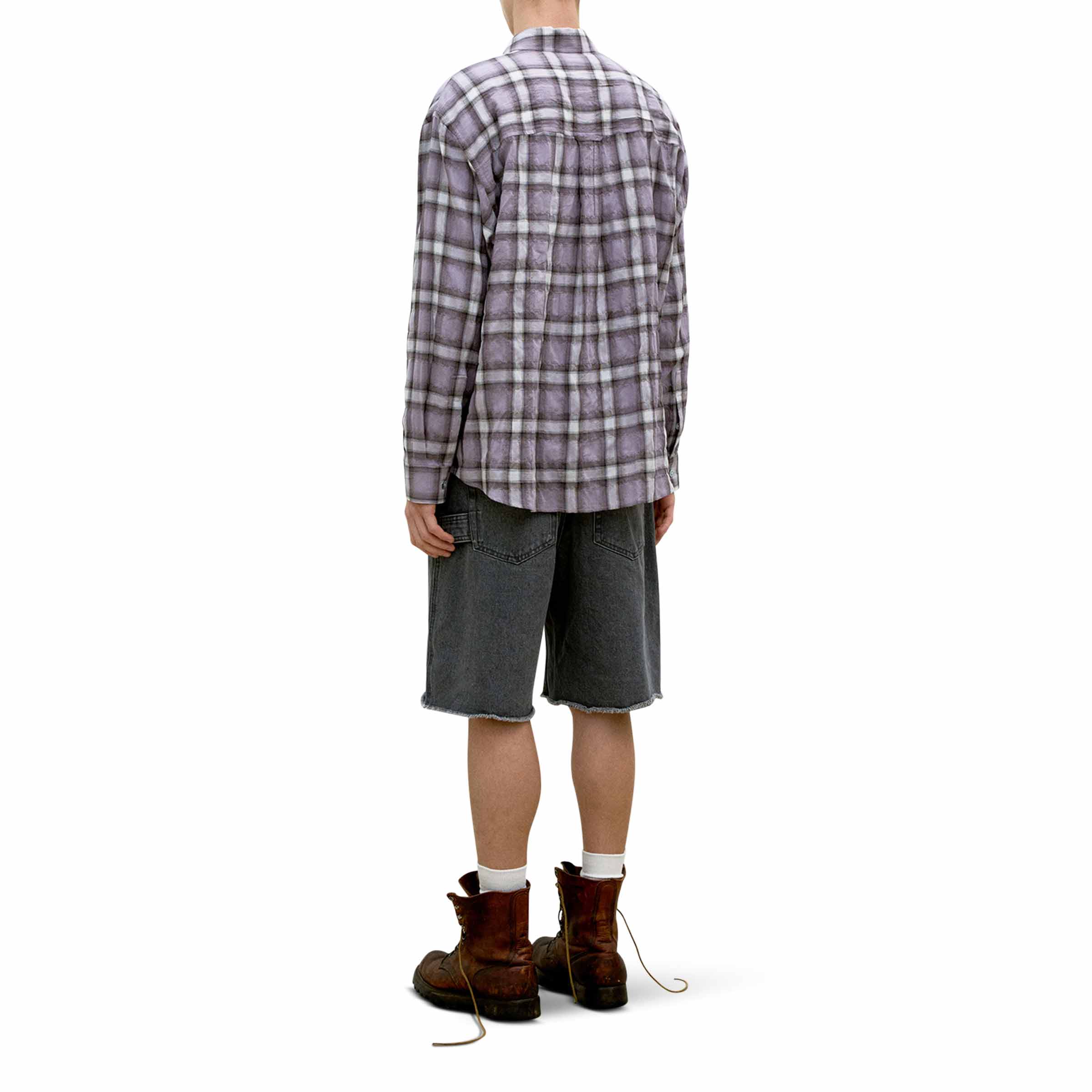 Seersucker Ombre Checkered Shirt Purple | SUBTYPE