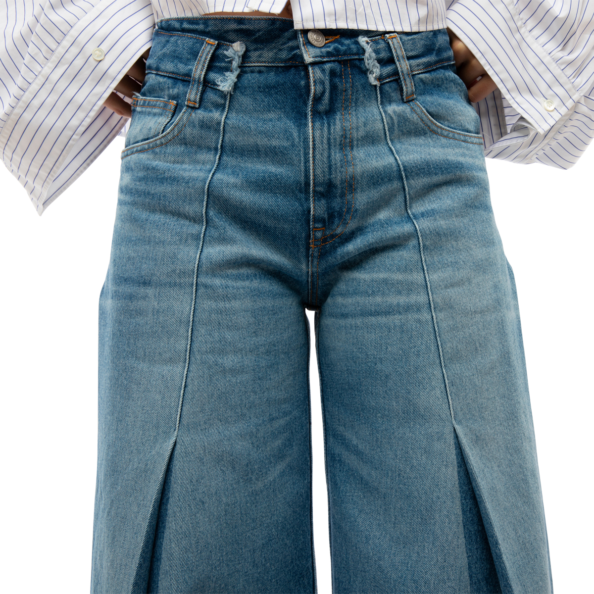 MM6 Maison Margiela 14 Oz Pintuck Flared Jeans