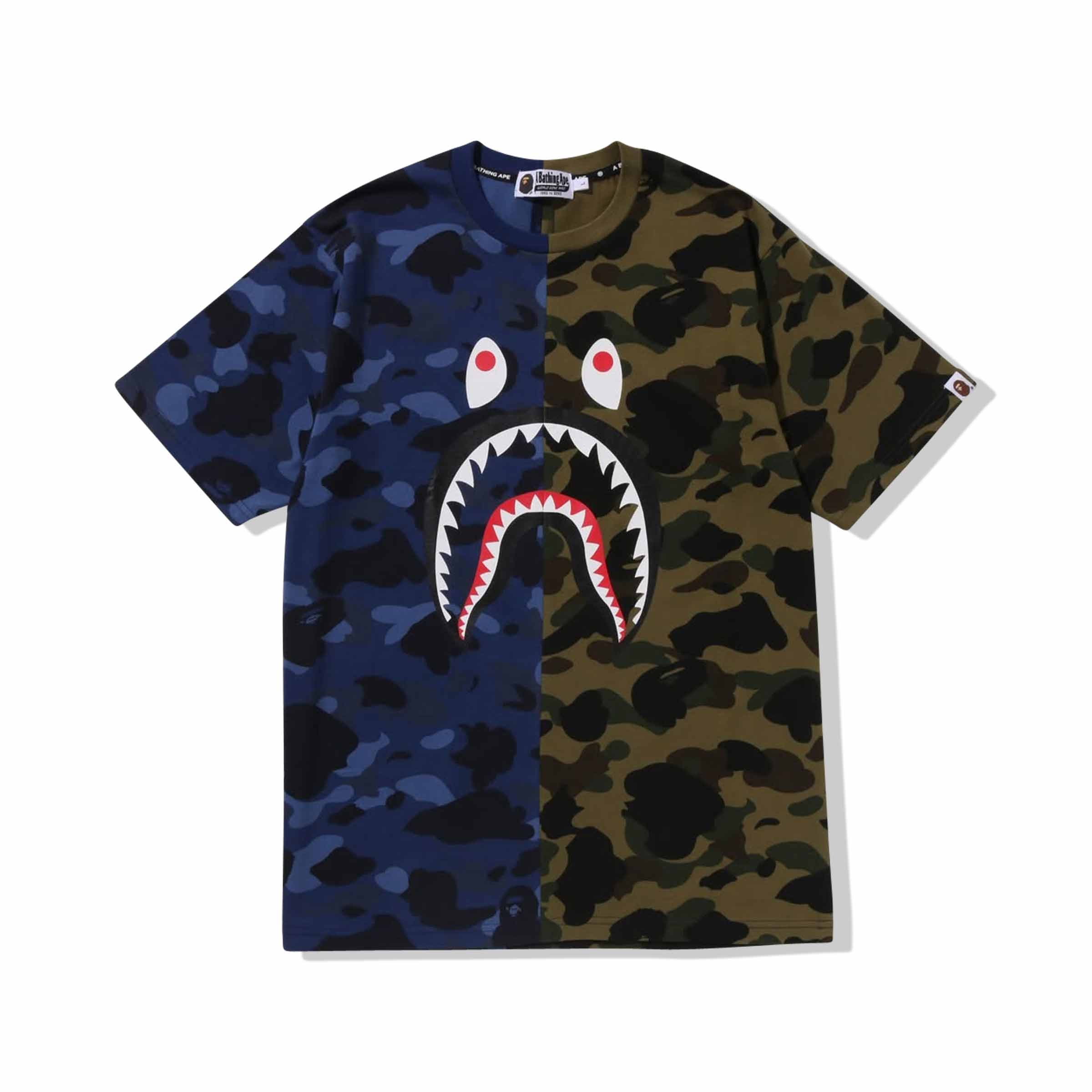 Split Camo Shark Tee Navy | SUBTYPE