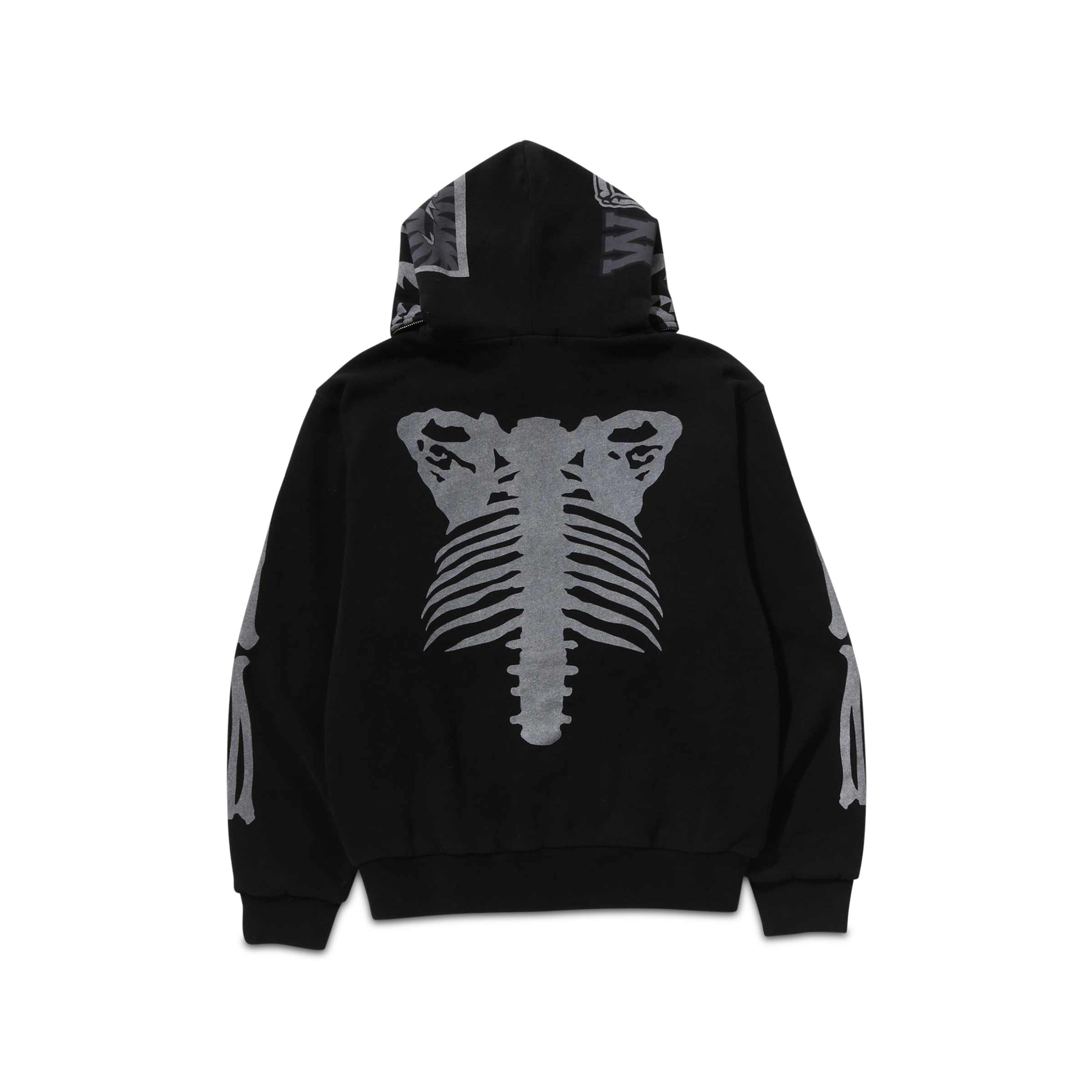 [まり]BAPESKELETONSHARKZIPHOODIE BLACK Skeleton Shark Heavy Washed Cropped Fit Full Zip Hoodie Black