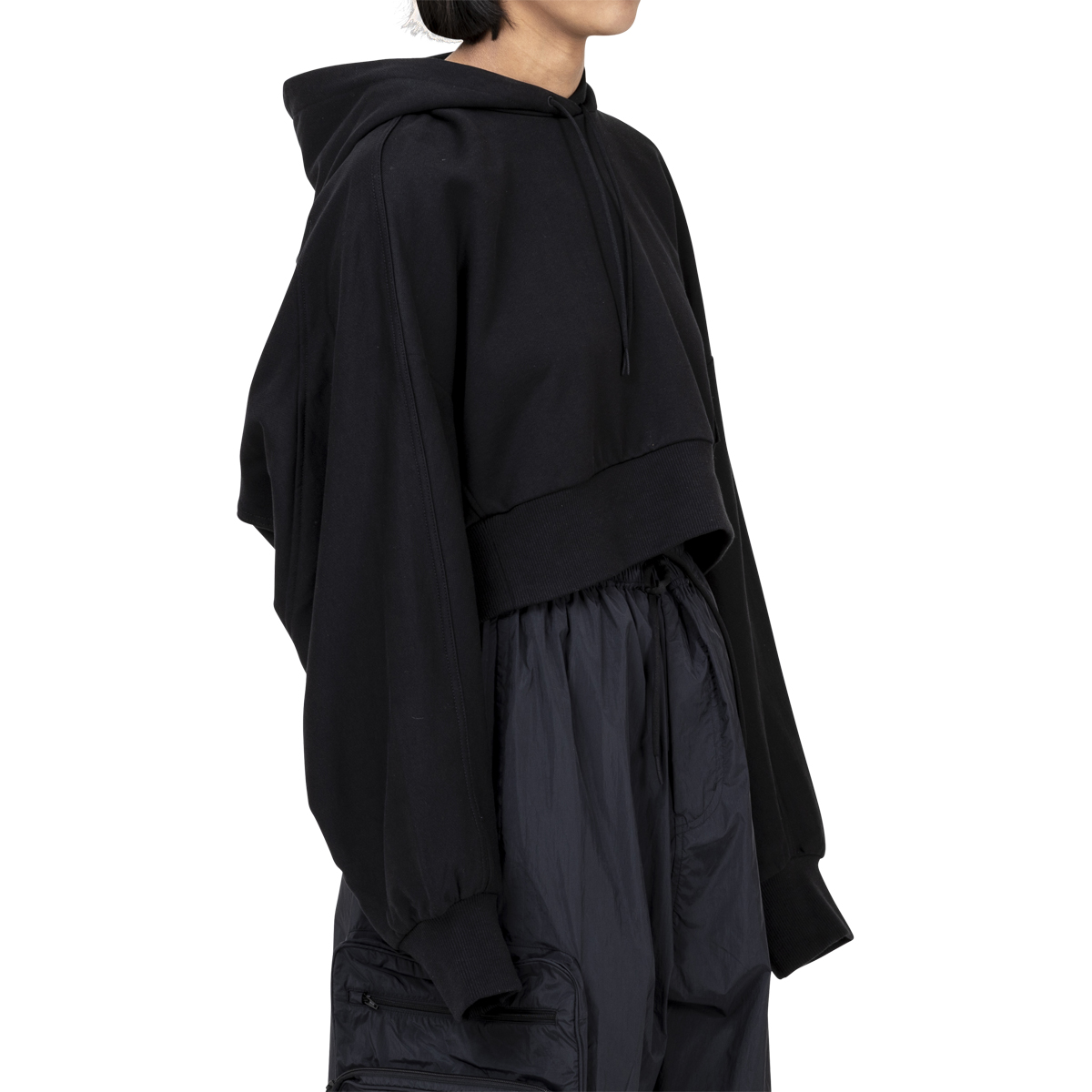adidas Y-3 Womens Stacked Badge Cropped Hoodie