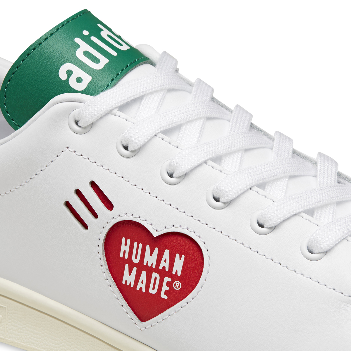 adidas X Human Made Stan Smith Cloud White / Off White / Gold Metallic Top Detail