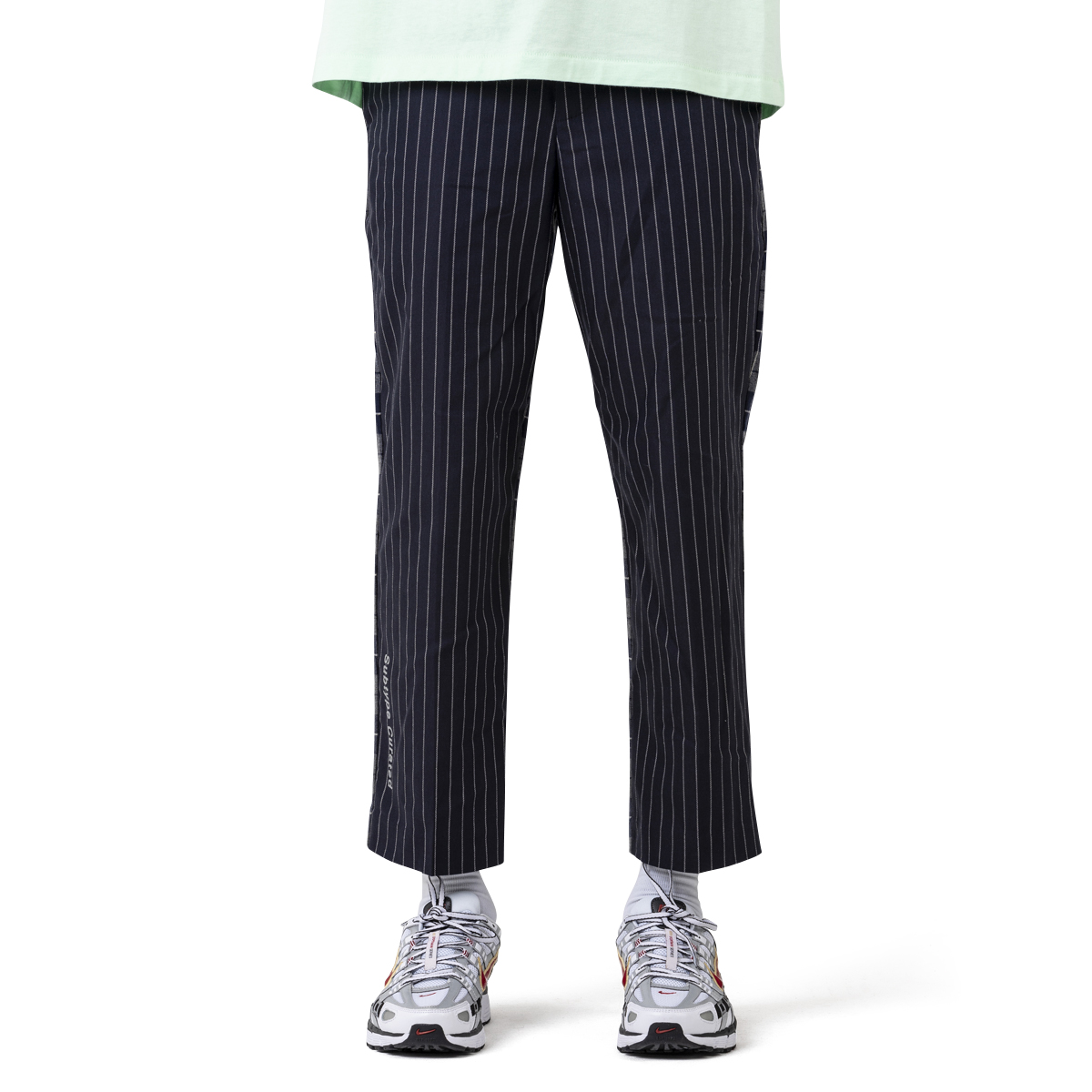 SUBTYPE CURATED Japanese Cotton Navy Stripe Check Back Pants