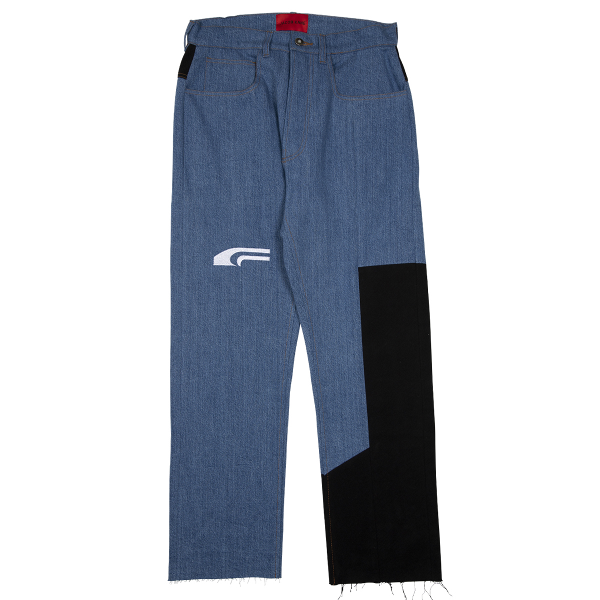 Jacob Kane Paneled Blue Logo Jean