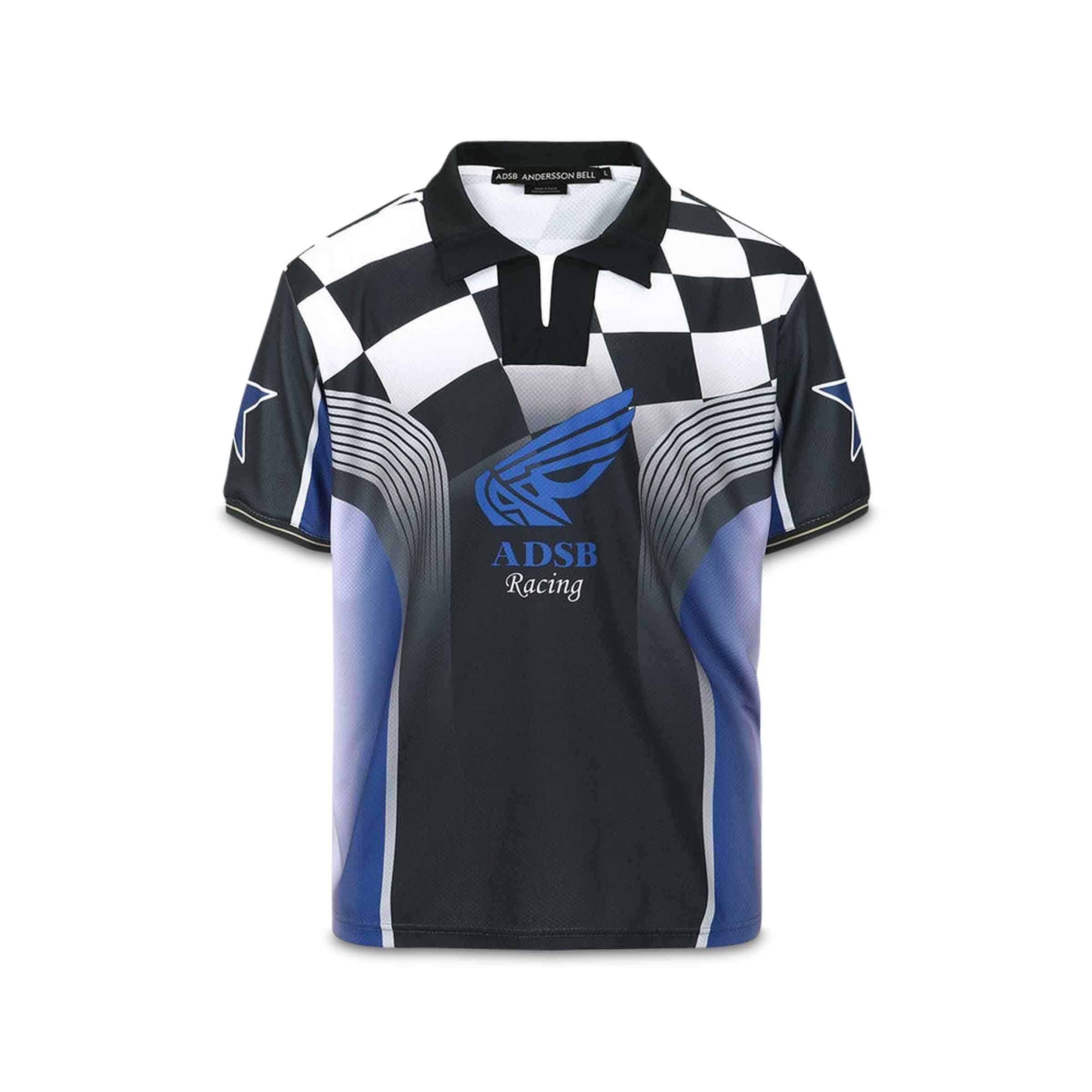 ★ANDERSSON BELL★ CHECKERBOARD RACING T(SHIRTS atb1298m(BLU Checkerboard Racing T-Shirt Blue/Black | SUBTYPE