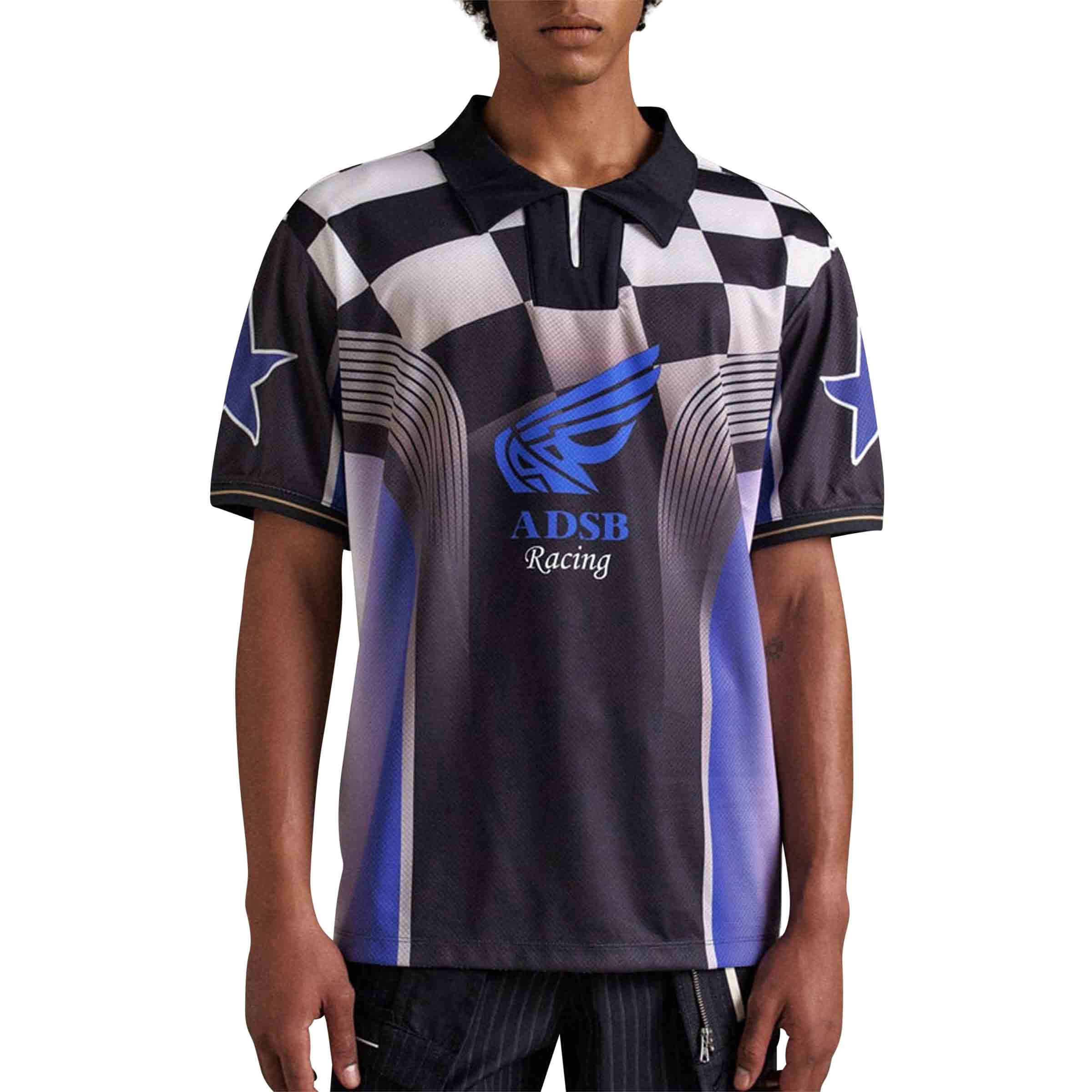 ★ANDERSSON BELL★ CHECKERBOARD RACING T(SHIRTS atb1298m(BLU Checkerboard Racing T-Shirt Blue/Black | SUBTYPE