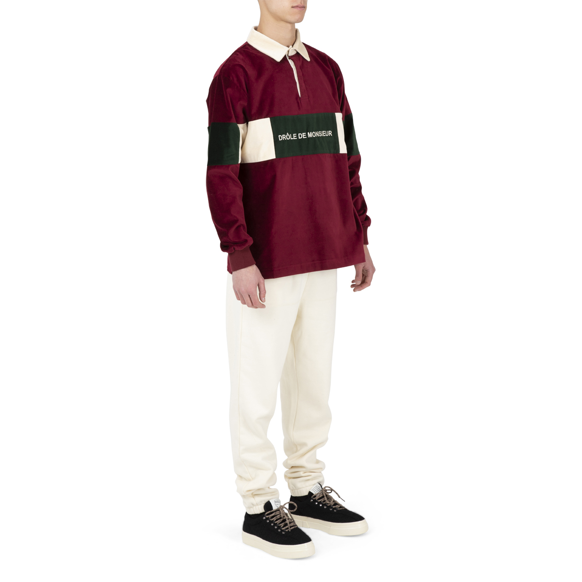Drôle De Monsieur Velvet Paneled Poloshirt