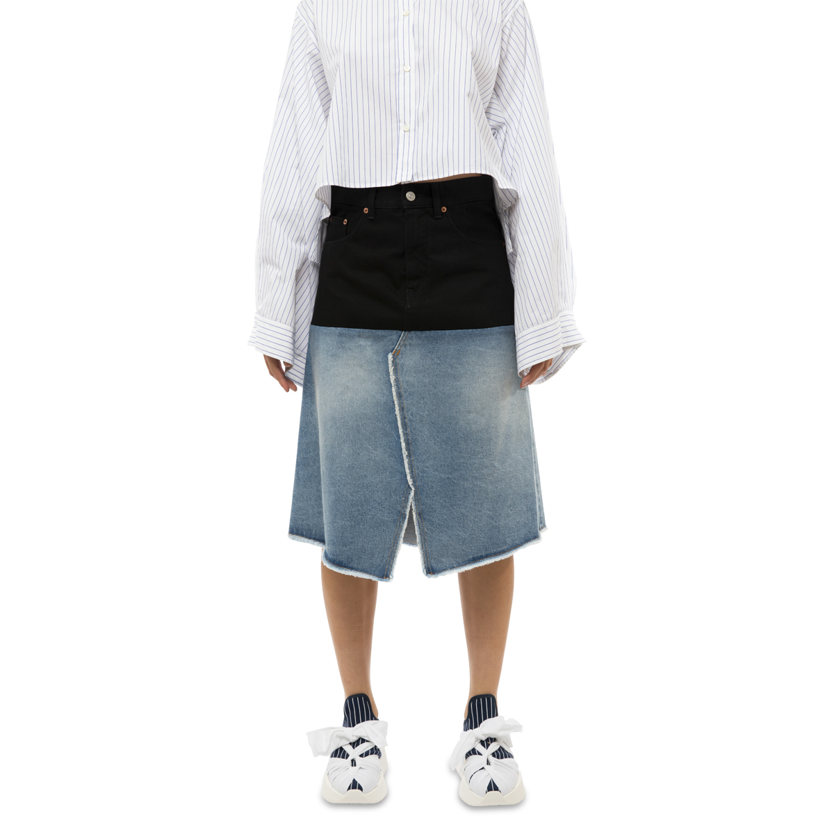 MM6 Maison Margiela 14 Oz Indigo Spliced Denim Skirt