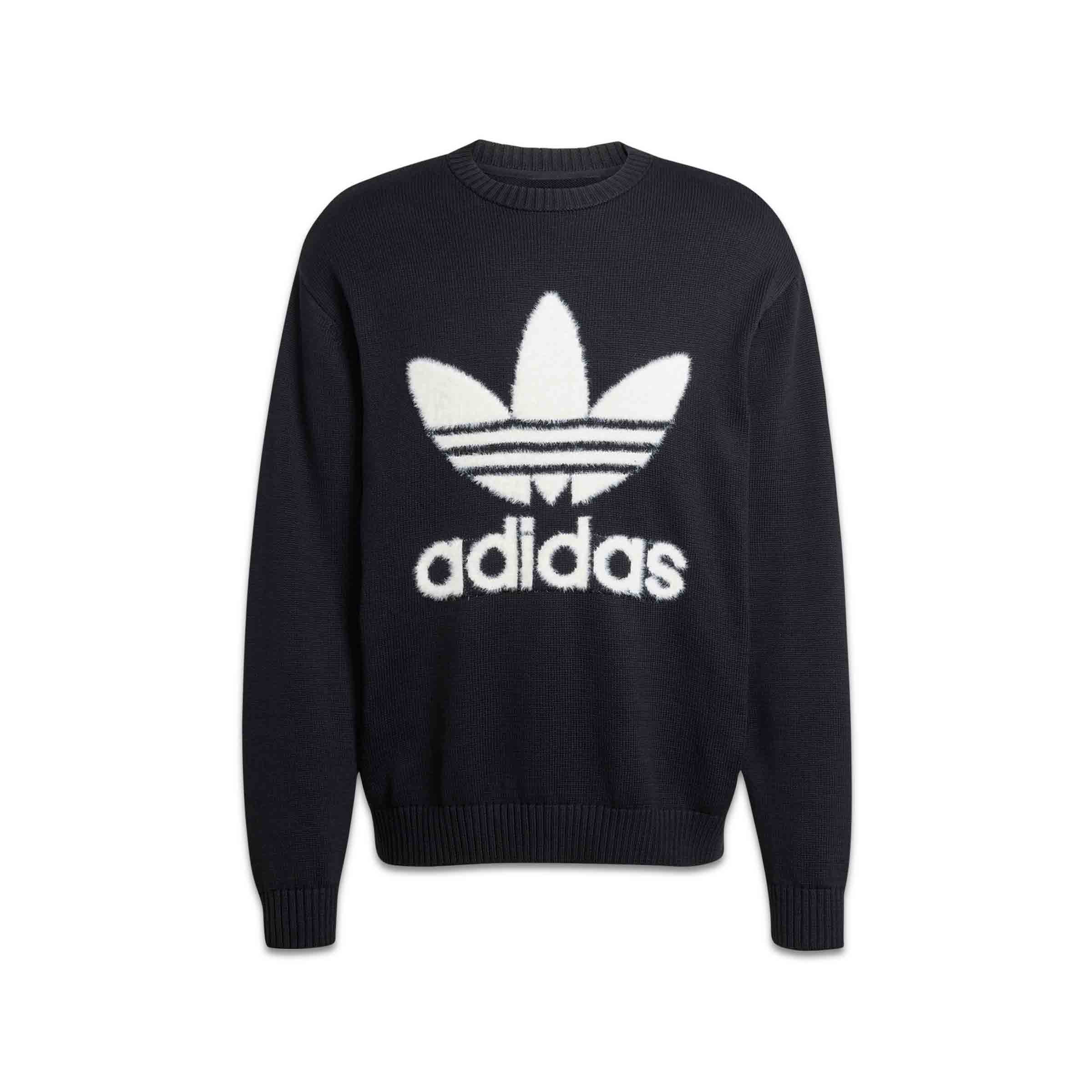 ★★Adairs★★ Premium Knitted Trefoil Crew Sweatshirt JC634 Premium Knitted Trefoil Crew Sweatshirt Black | SUBTYPE