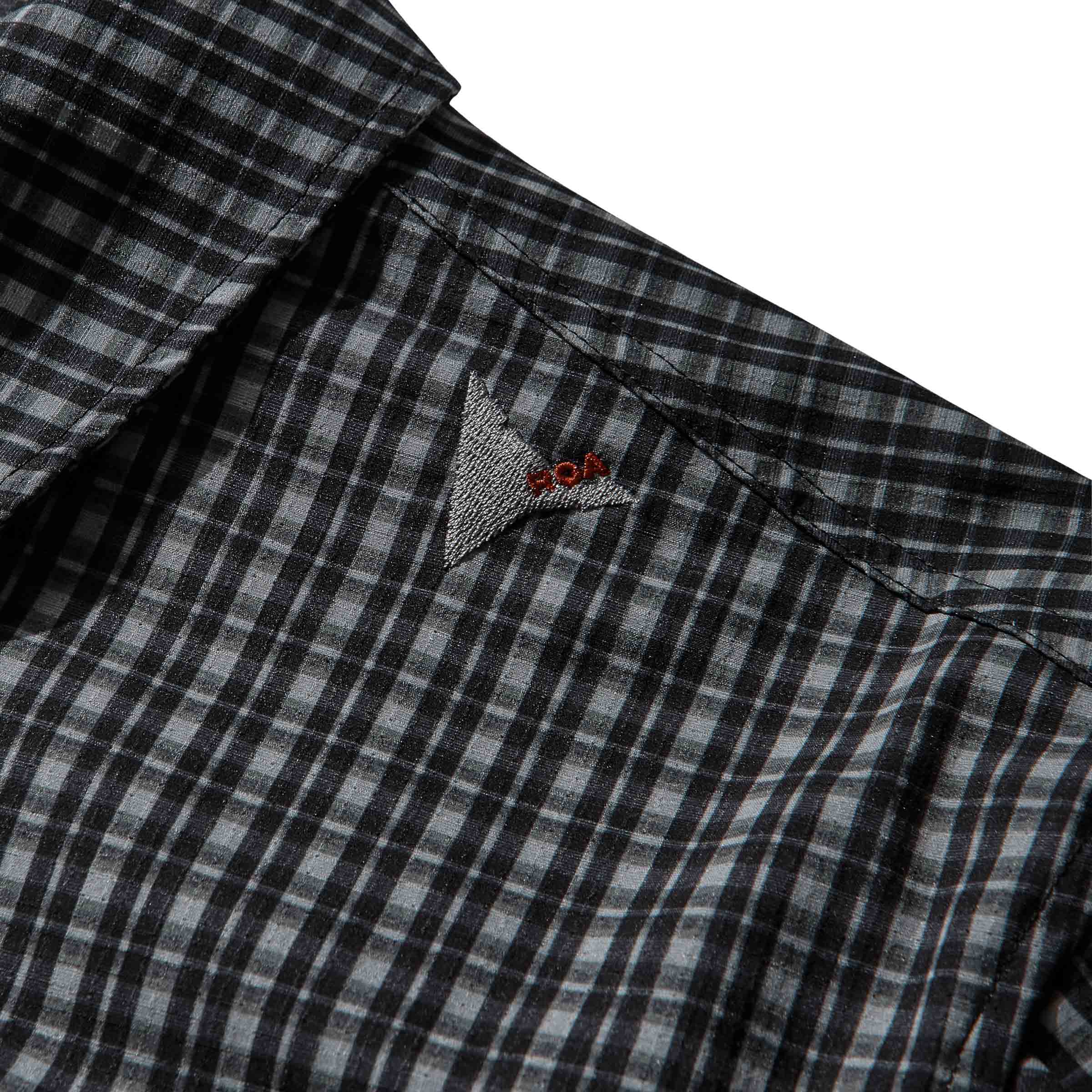 Aair FloWeave Printed Check Long Sleeve Hooded Shirt Anthracite 