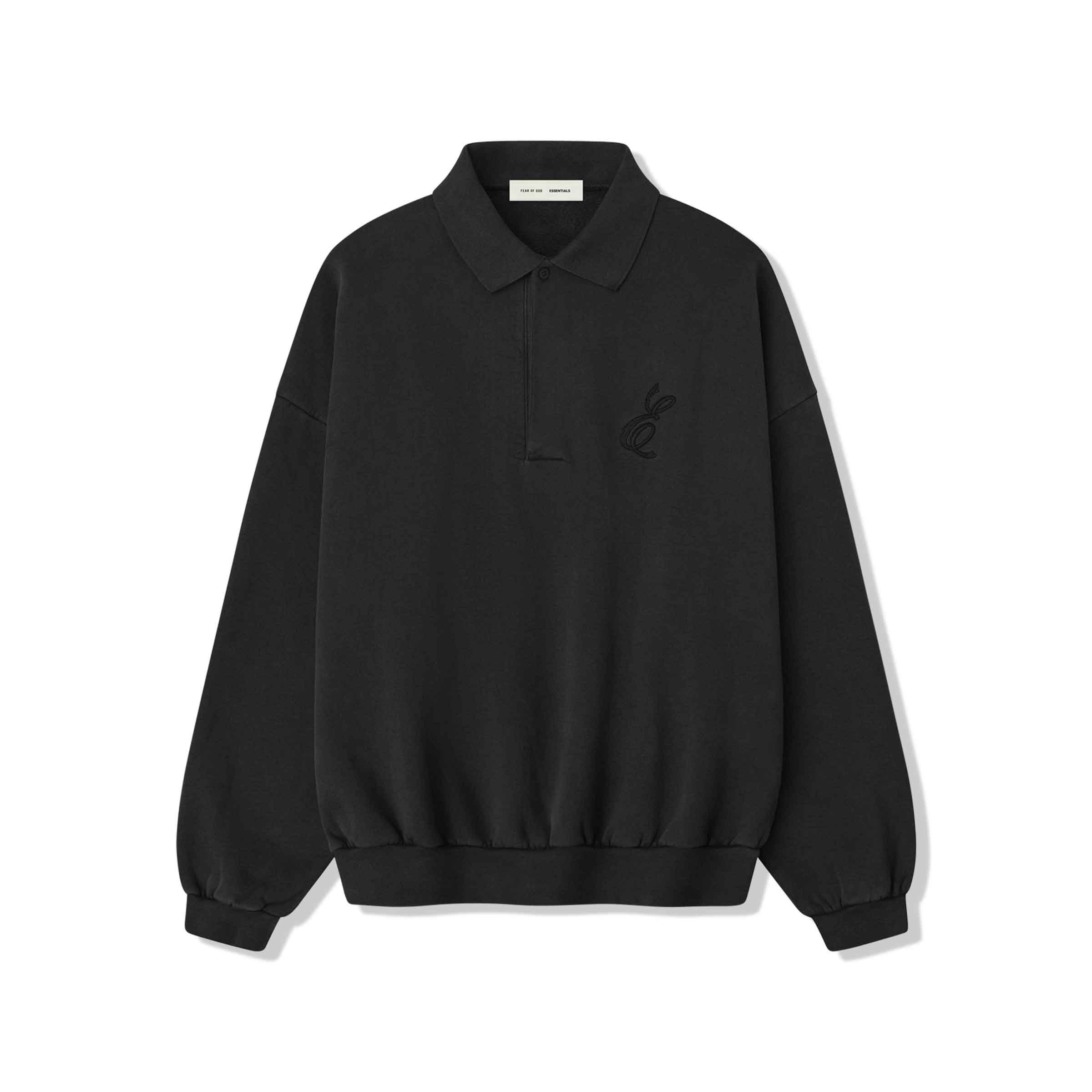 Embroidered Classic Polo Sweatshirt Vintage Black | SUBTYPE