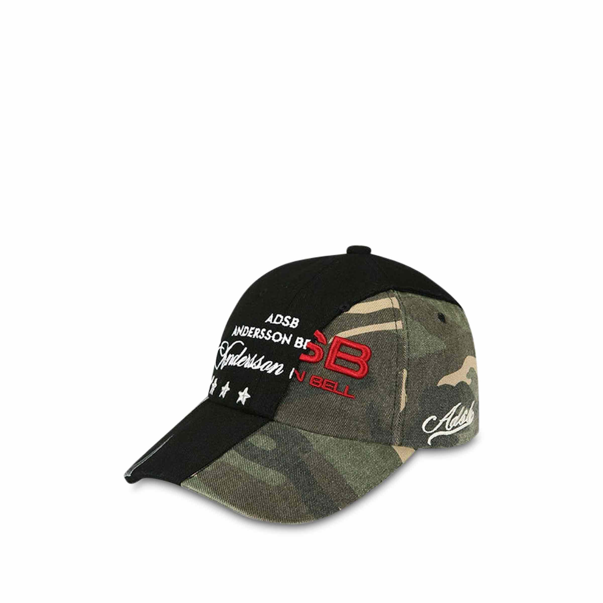 アンダースンベル  CAMOUFLAGE SPLIT PANELED CAP スプリットカモフラージュキャップ メンズ Camouflage Split Paneled Cap Black/Khaki | SUBTYPE