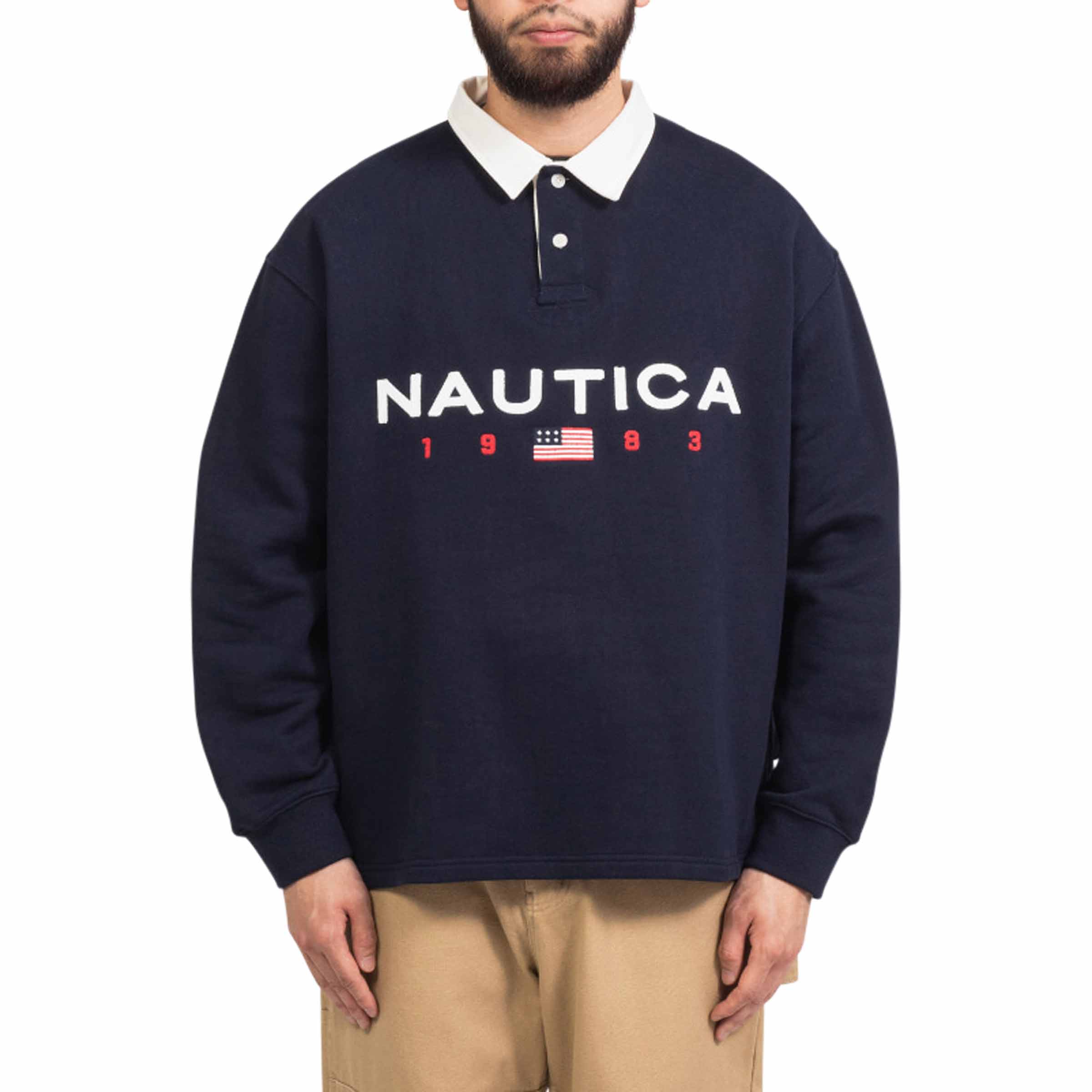Oversize 83 Flag Polo Sweatshirt Navy | SUBTYPE