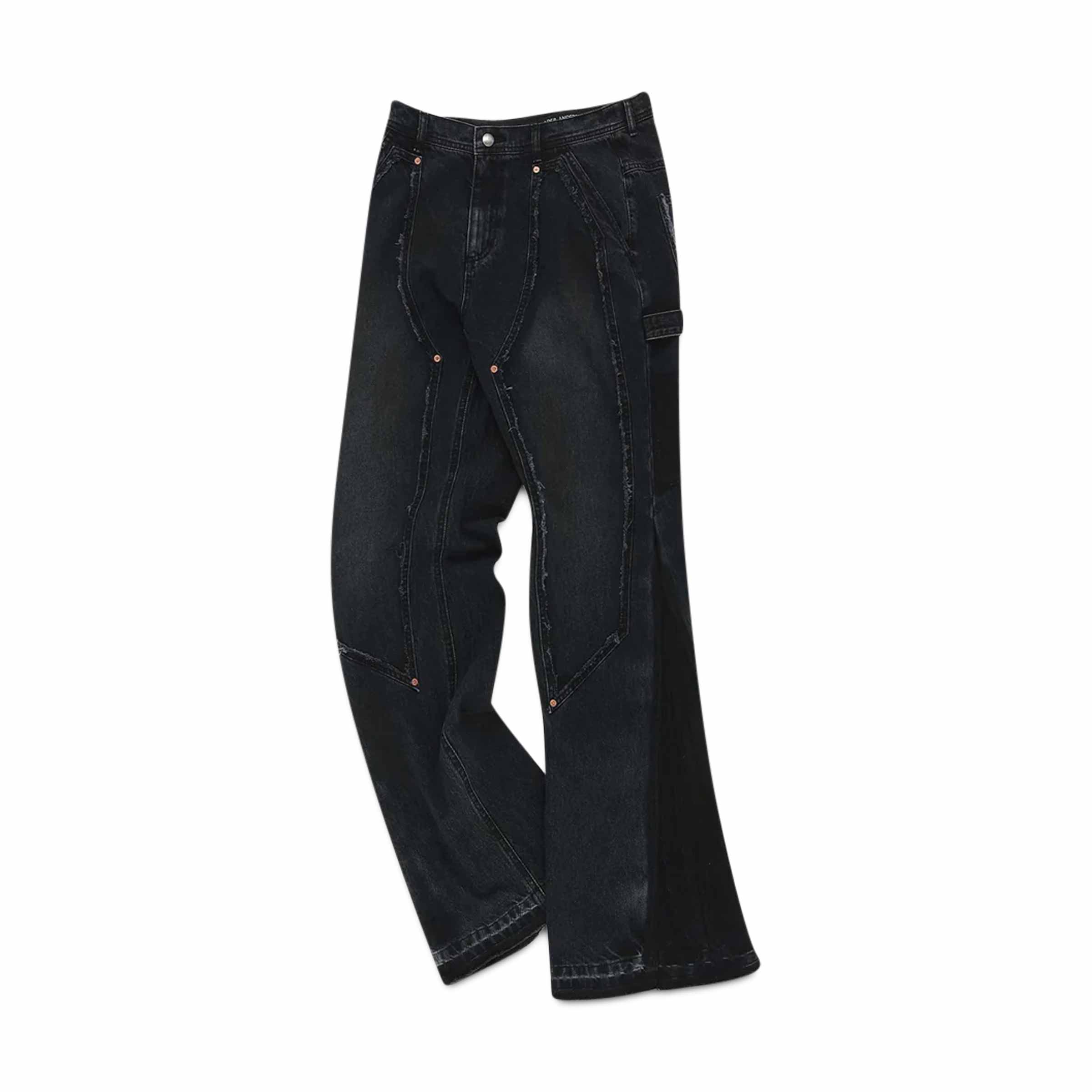【DISCERNMENT】Black Long Semi-Wide Coated Jeans CARGO COATED WIDE-LEG JEANS apa748m(BLACK) – Andersson Bell